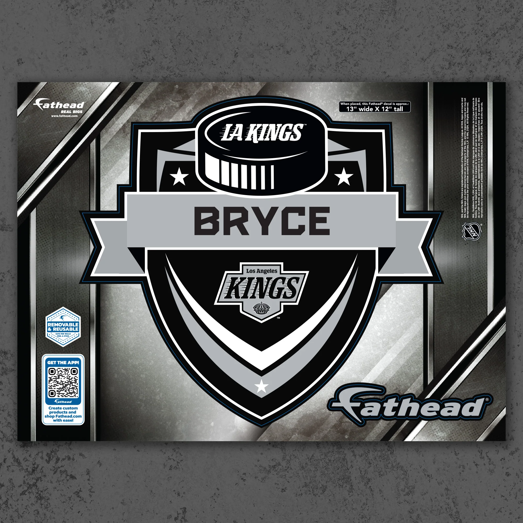Los Angeles Kings - Badge - With Personalized Name - Official NHL - Reusable Vinyl Wall Decals - Image 7