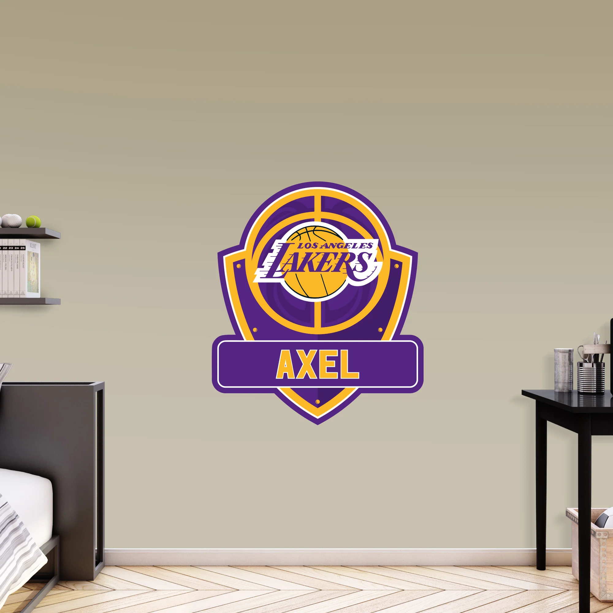 Los Angeles Lakers - Badge - With Personalized Name - Official NBA - Vinyl Transfer Decal