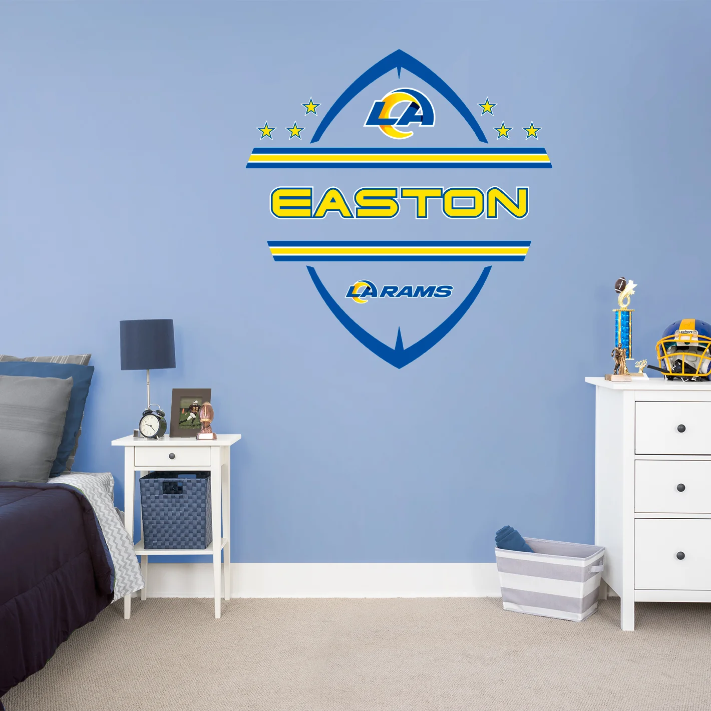 Los Angeles Rams - Football Logo - With Personalized Name - Official NFL - Reusable Vinyl Transfer Decal