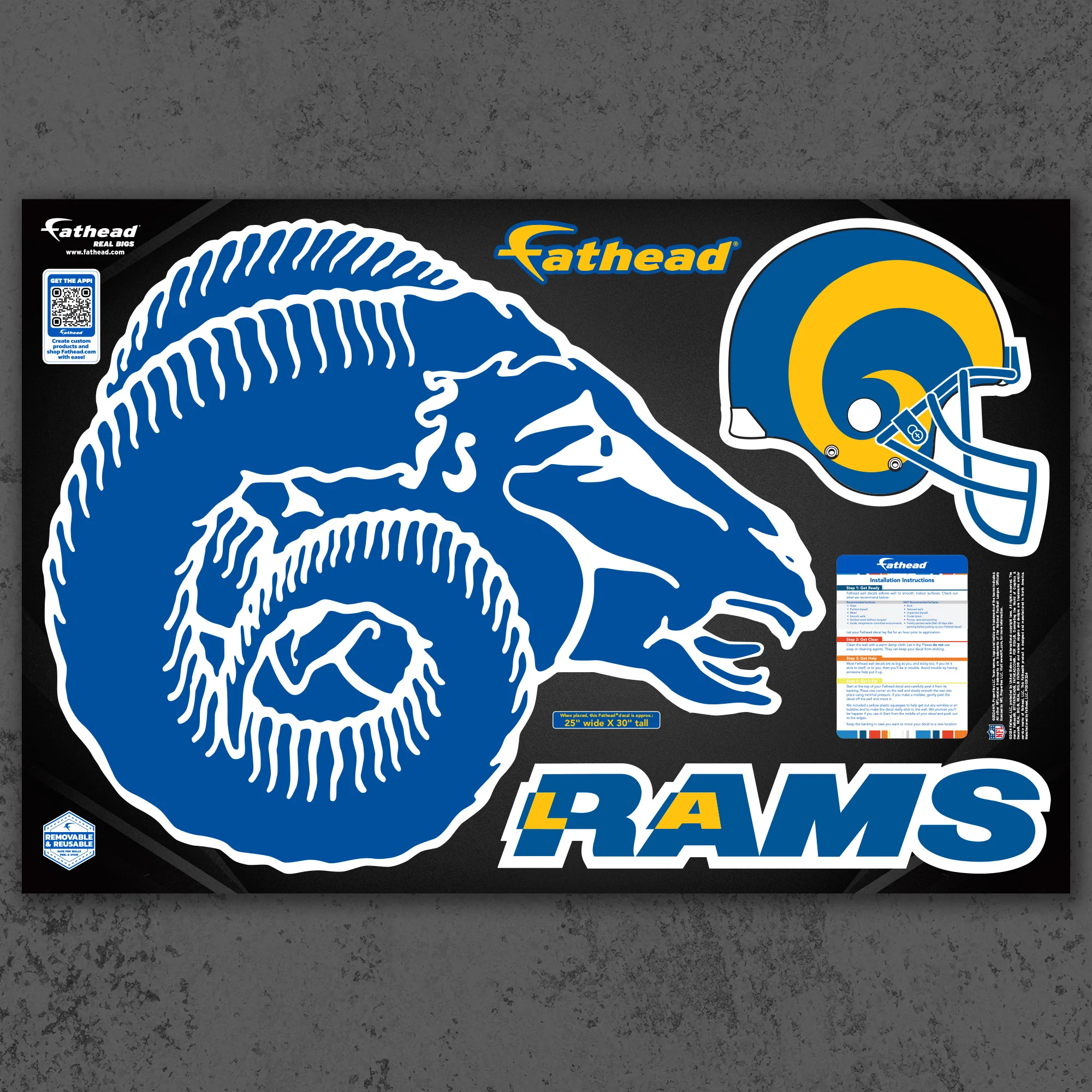Los Angeles Rams - RealBig Classic Logo Collection - Official NFL - Reusable Vinyl Wall Decals - Image 5