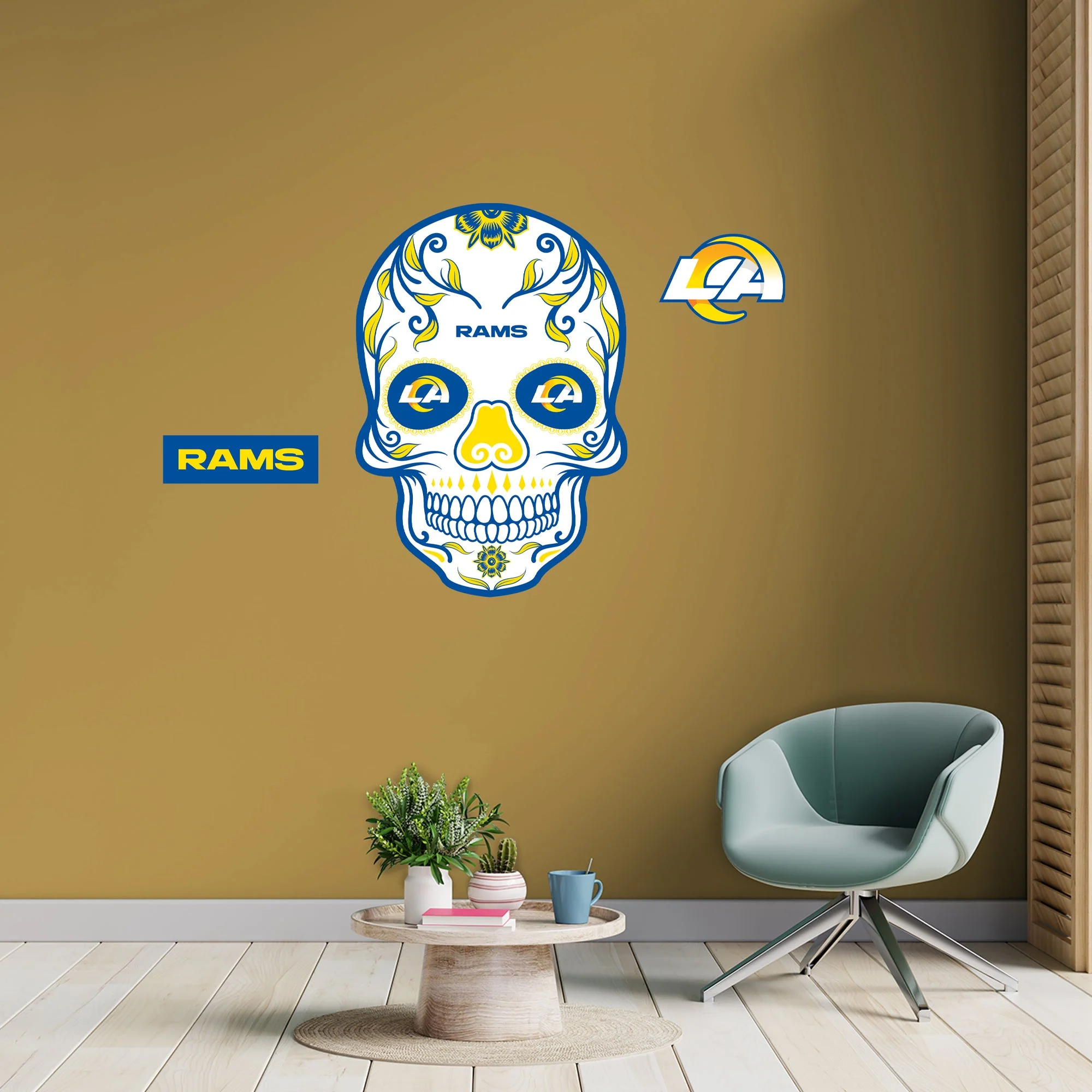 Los Angeles Rams - RealBig Skull Collection - Official NFL - Reusable Vinyl Wall Decals - Image 4