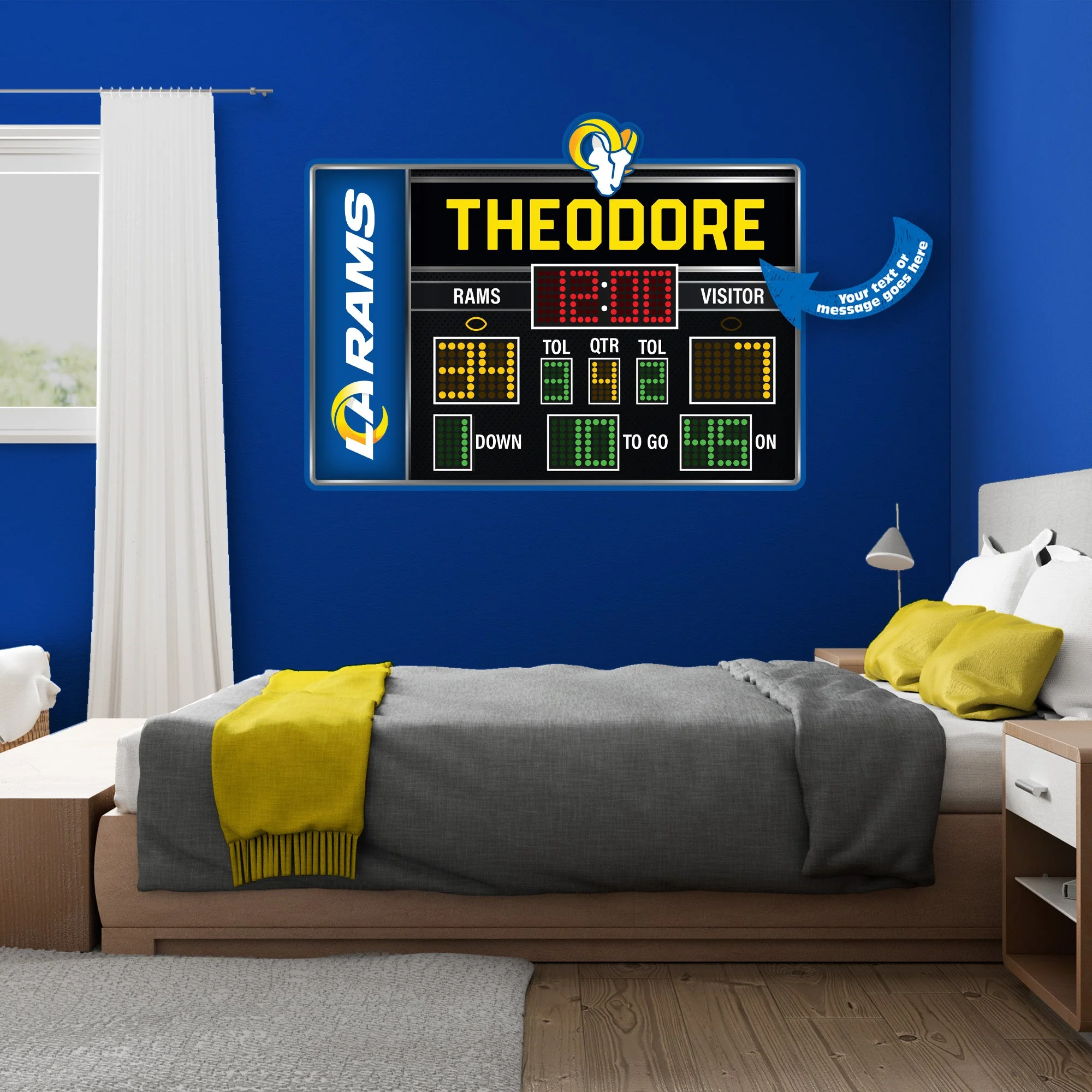 Los Angeles Rams - Scoreboard Graphic - With Personalized Name - Official NFL - Reusable Vinyl Wall Decals - Image 3