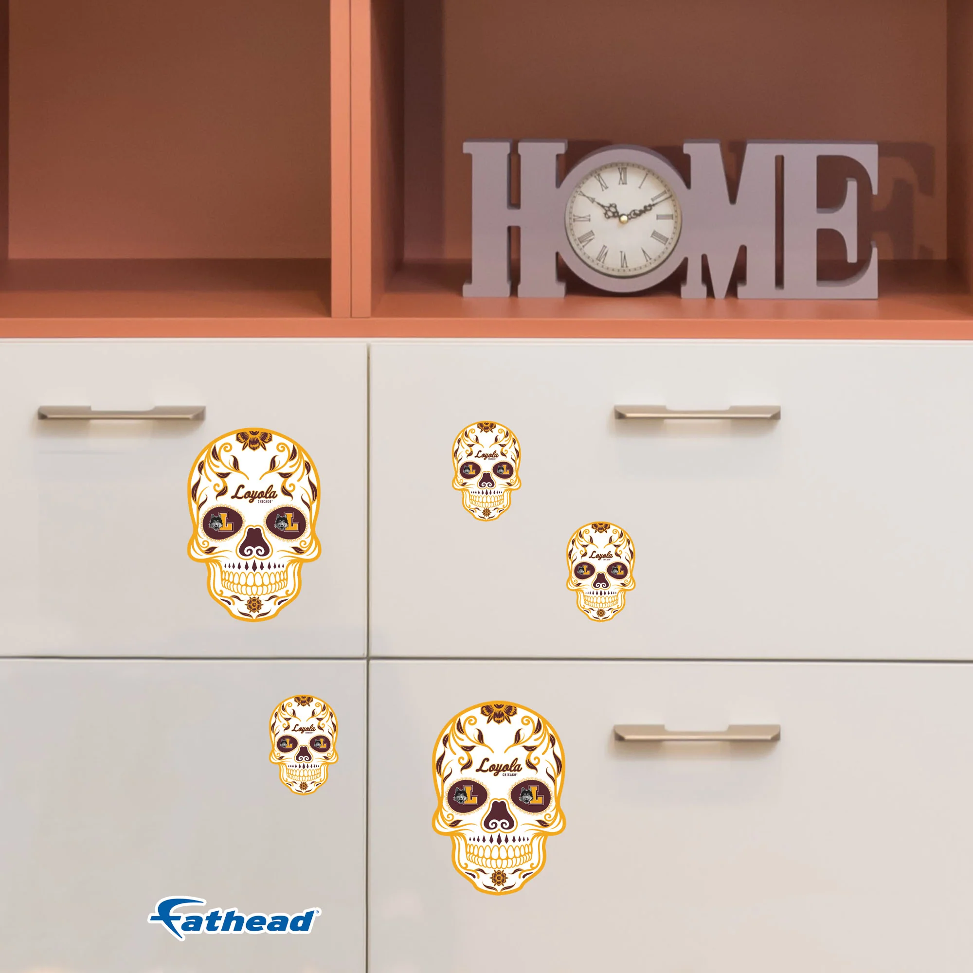 Loyola Chicago Ramblers - 5 Sugar Skull Logo Minis (Mixed Sizes) - Official NCAA - Reusable Vinyl Decals - Image 2