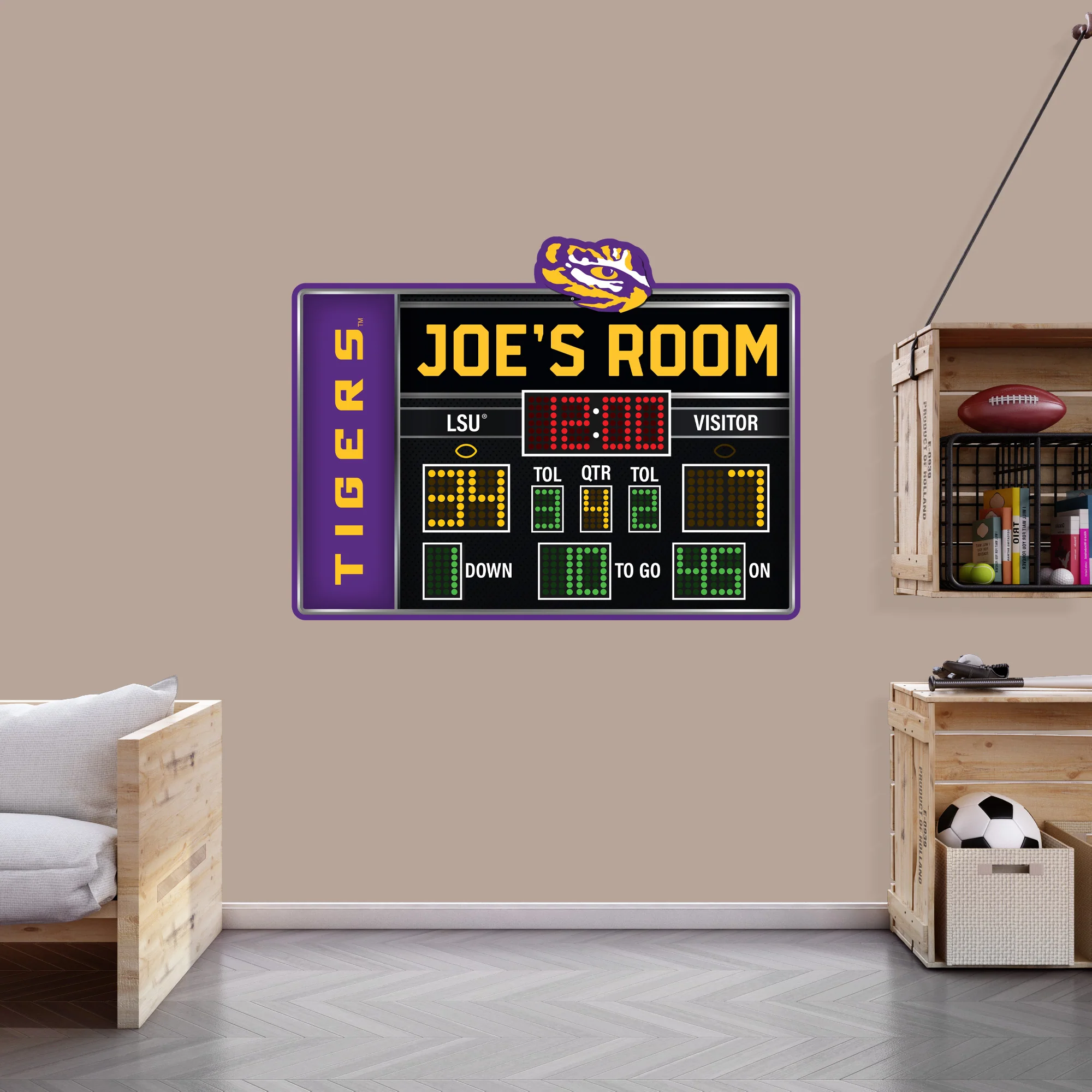LSU Tigers - Football Scoreboard Graphic - With Personalized Name - Official NCAA - Vinyl Transfer Decal - Image 2