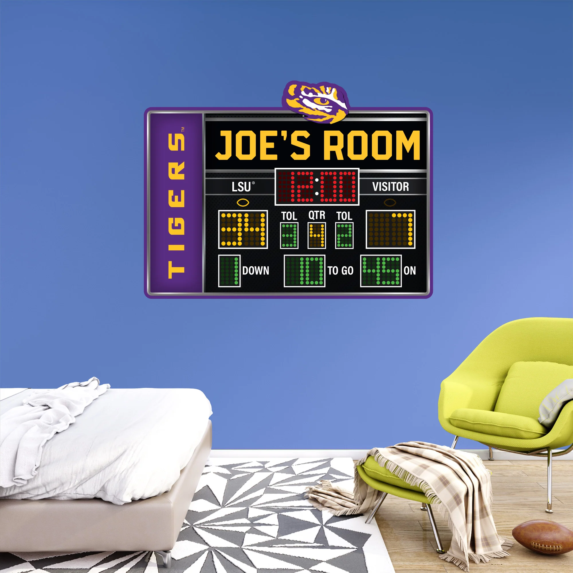 LSU Tigers - Football Scoreboard Graphic - With Personalized Name - Official NCAA - Vinyl Transfer Decal - Image 3