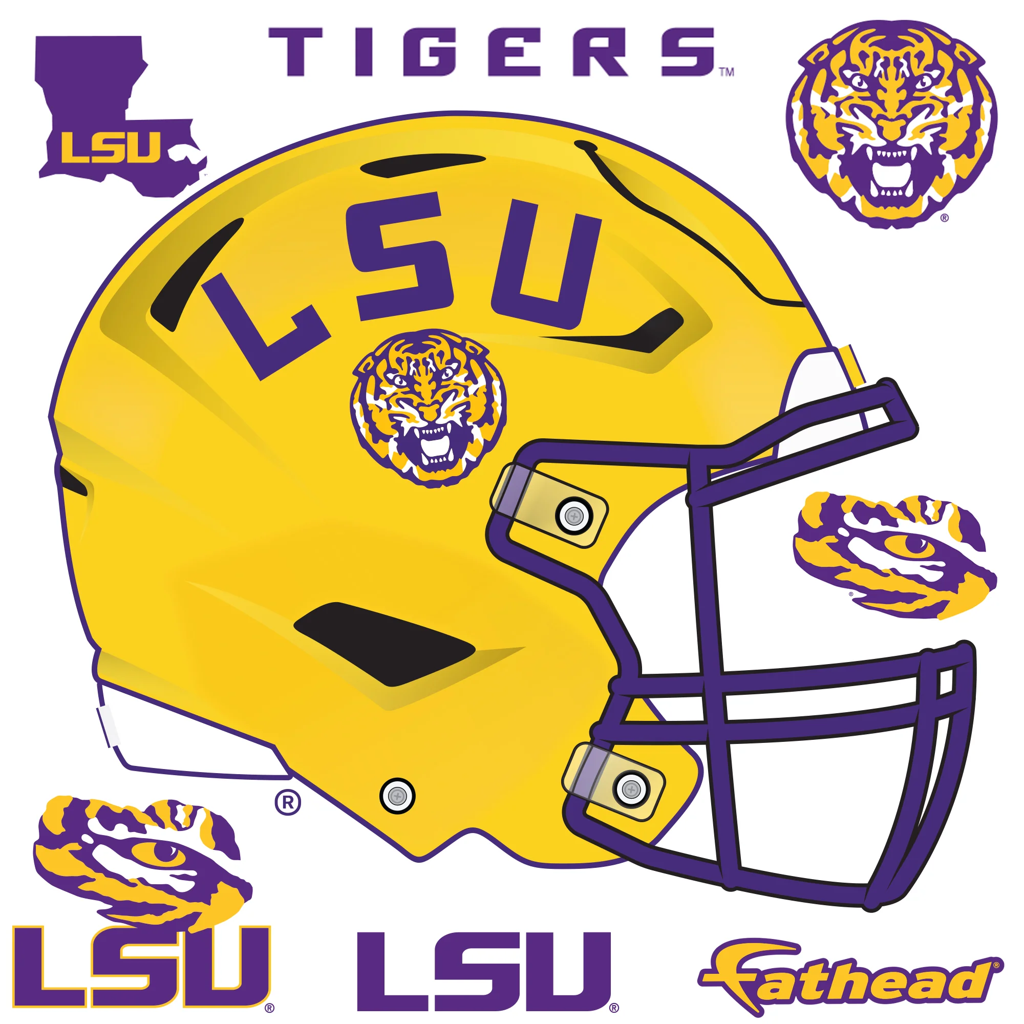 LSU Tigers - RealBig Helmet Art Collection - Official NCAA - Reusable Vinyl Wall Decals #1 - Image 2