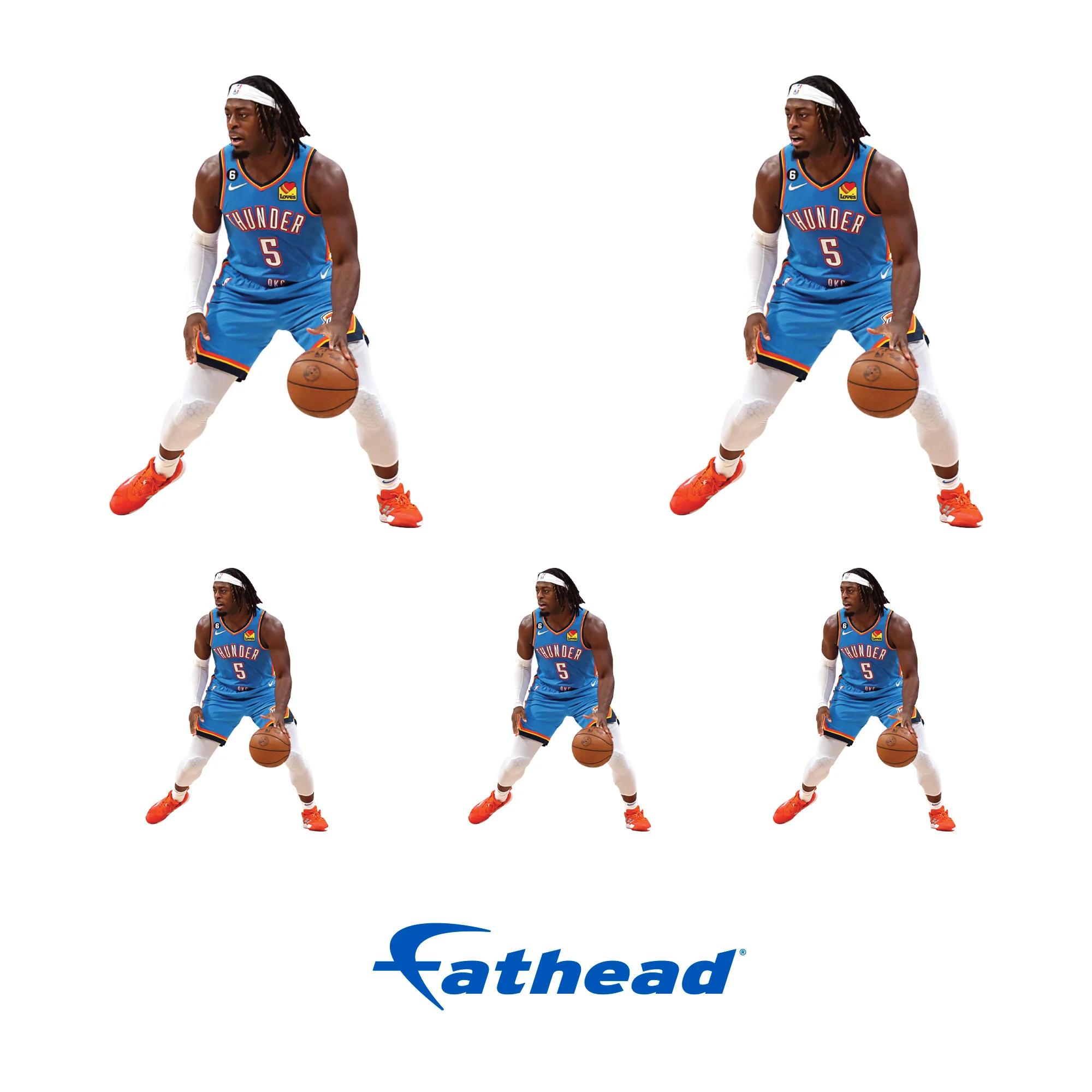 Luguentz Dort - 5 Minis (Mixed Sizes) - Official NBA - Oklahoma City Thunder - Reusable Vinyl Decals - Image 3