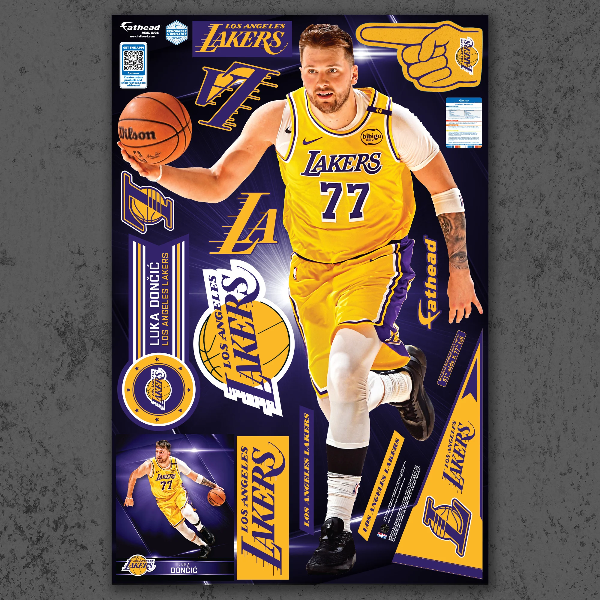 Luka Doncic - RealBig Collection - Official NBA - Los Angeles Lakers - Reusable Vinyl Wall Decals - Image 2