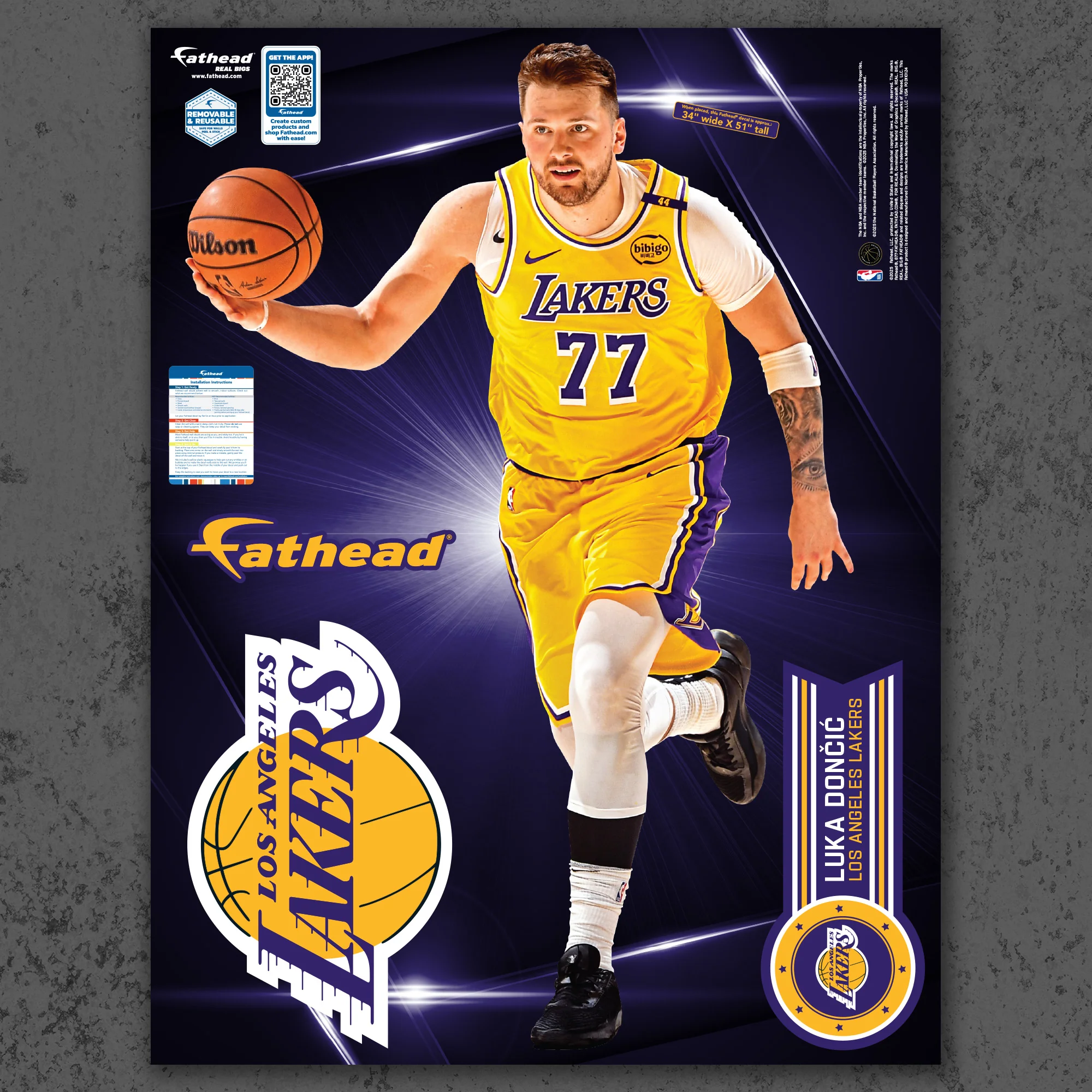 Luka Doncic - RealBig Collection - Official NBA - Los Angeles Lakers - Reusable Vinyl Wall Decals - Image 5