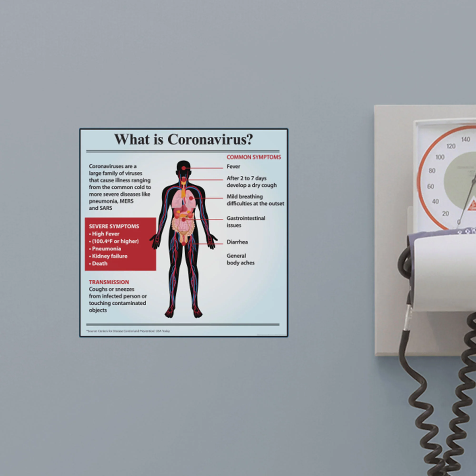 Coronavirus Awareness Chart        -   Removable Wall   Adhesive Decal - Image 2