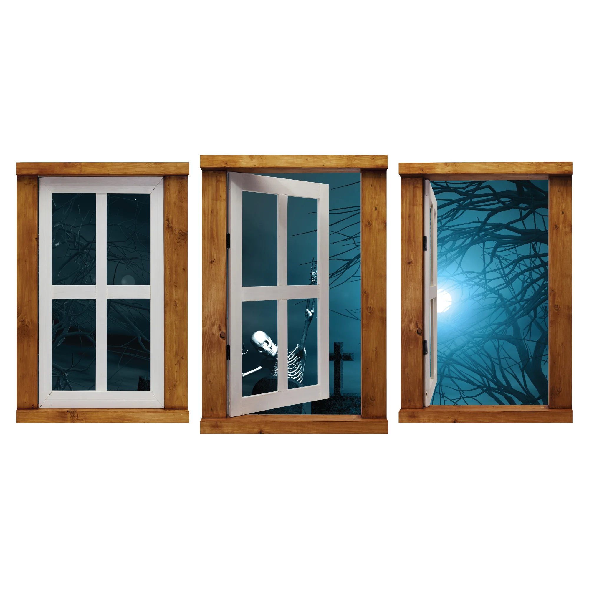 Halloween: Skeleton Icon Instant Windows - Removable Wall Adhesive Decal - Image 2