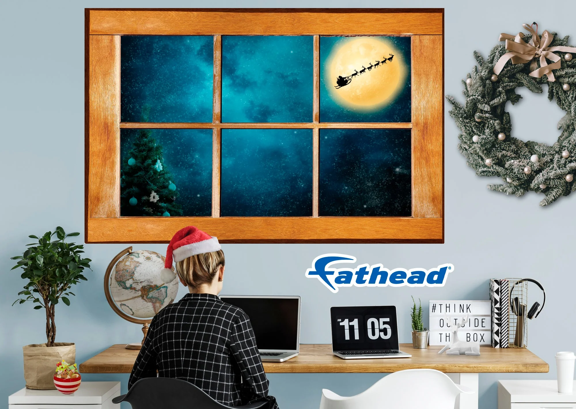 Christmas: Flying Santa Instant Windows - Removable Adhesive Decal - Image 4