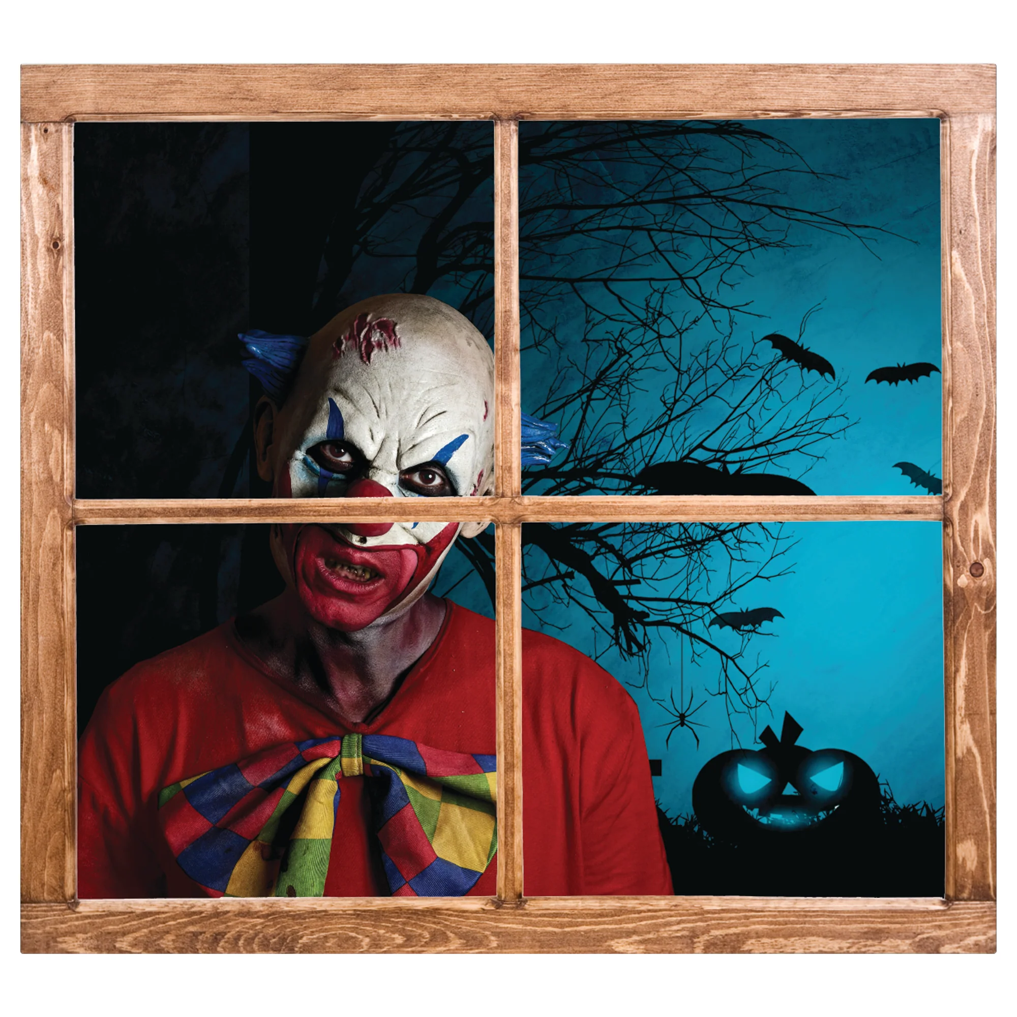 Scary Clowns:  Bald Bowtie Clown Instant Window        -   Removable     Adhesive Decal - Image 2