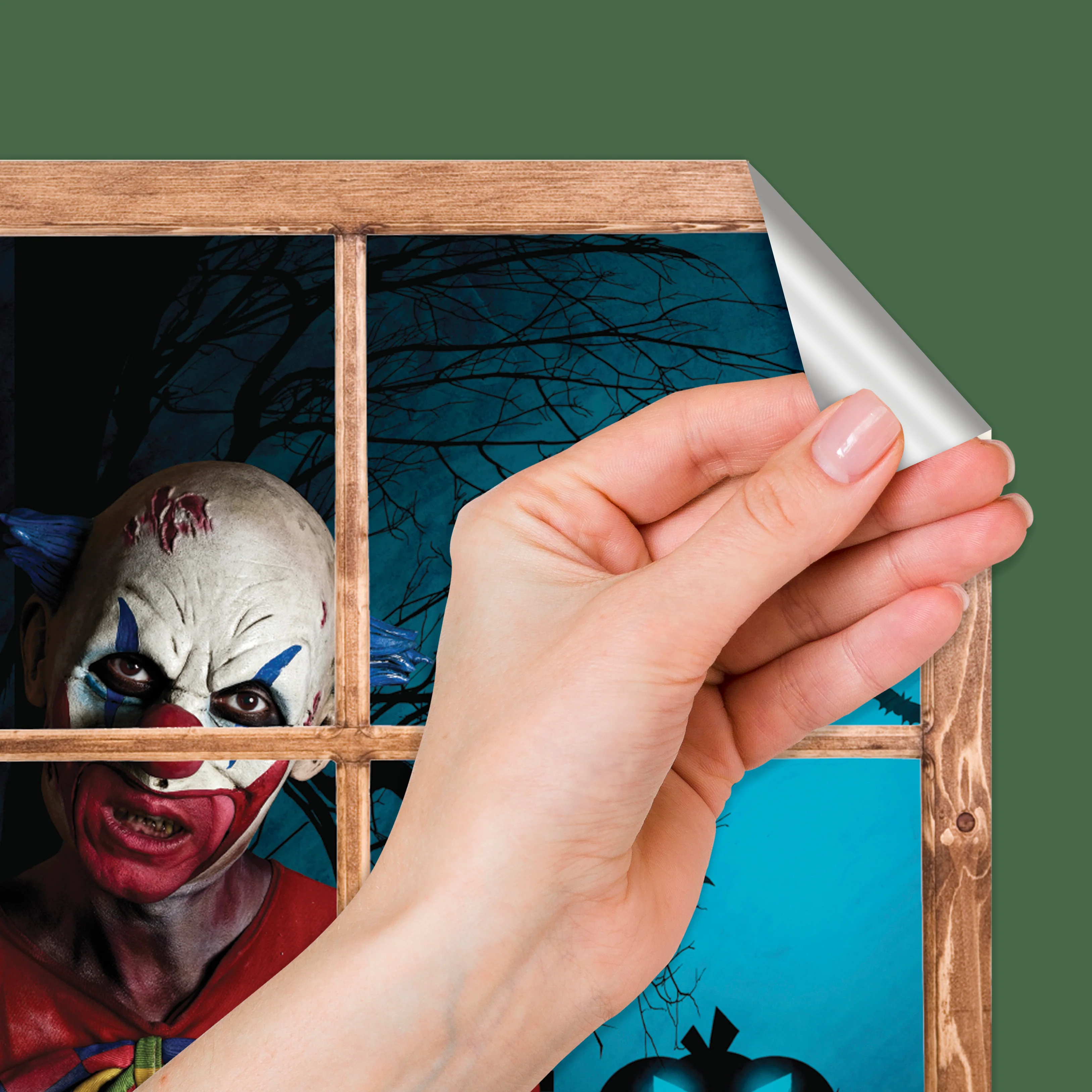 Scary Clowns:  Bald Bowtie Clown Instant Window        -   Removable     Adhesive Decal - Image 4