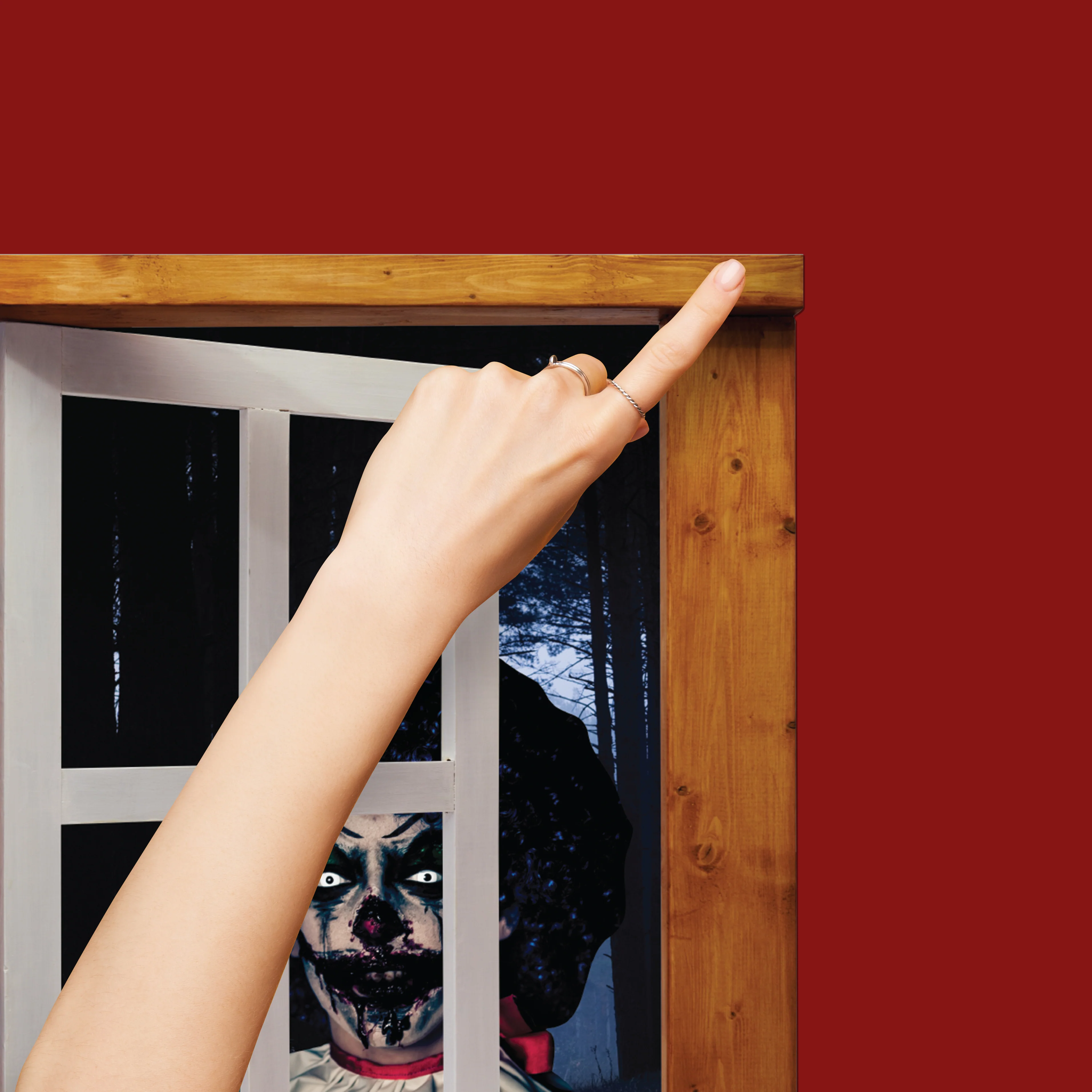 Scary Clowns:  Blue Haired Female Clown Instant Window        -   Removable     Adhesive Decal - Image 4