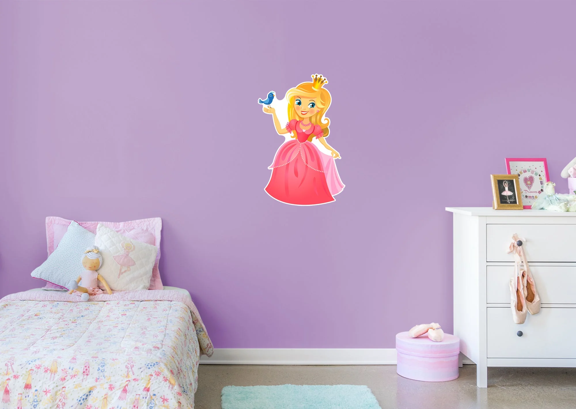 Nursery: Princess Princess with Bird Character        -   Removable Wall   Adhesive Decal - Image 2