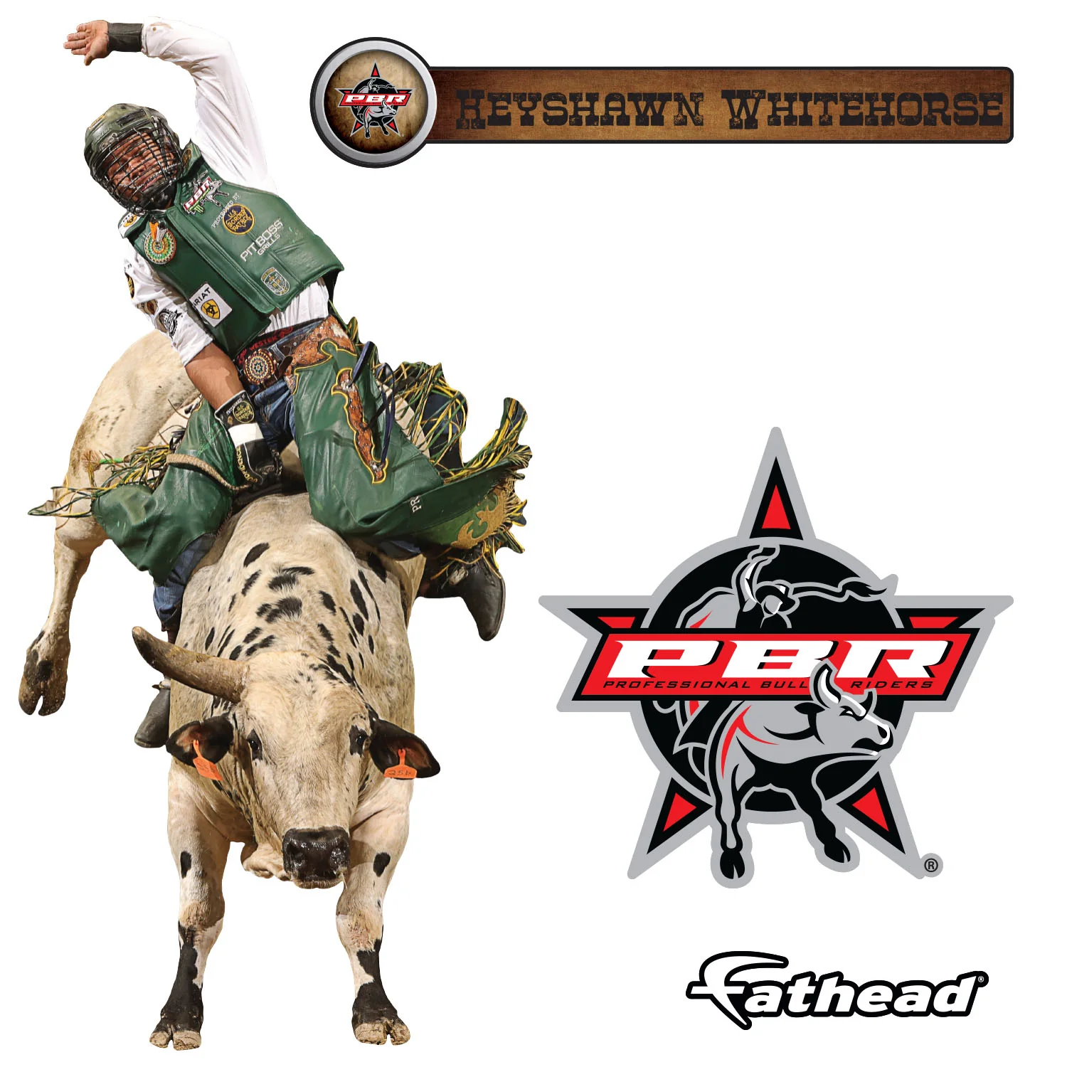 PBR: Keyshawn Whitehorse- Trail of Tears RealBig        - Officially Licensed Pro Bull Riding Removable     Adhesive Decal - Image 6