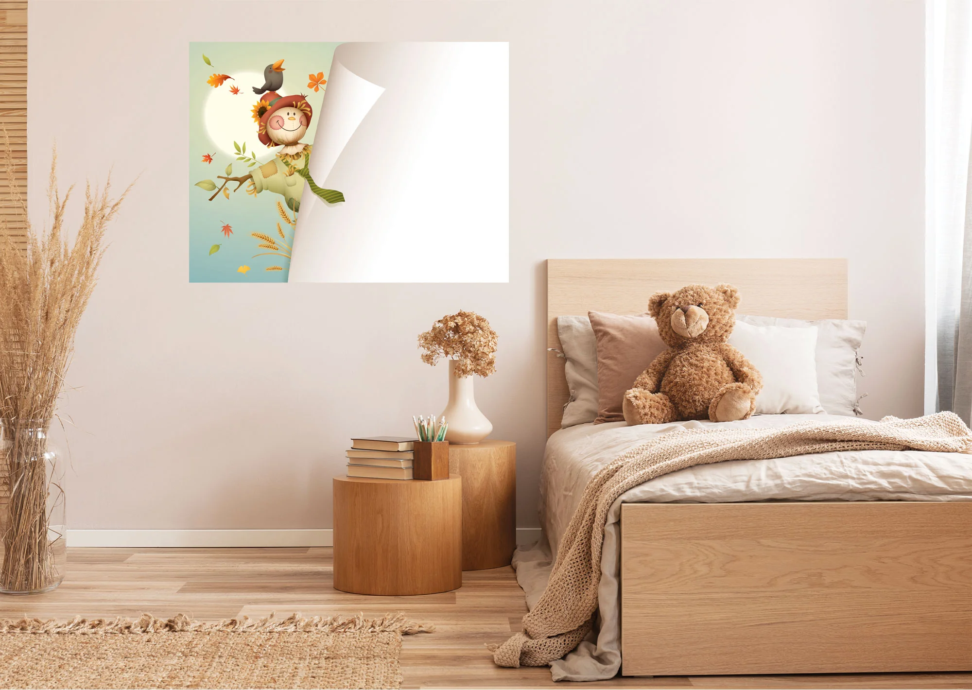 Seasons Decor: Autumn Happy Scarecrow Dry Erase - Removable Wall Adhesive Decal - Image 2
