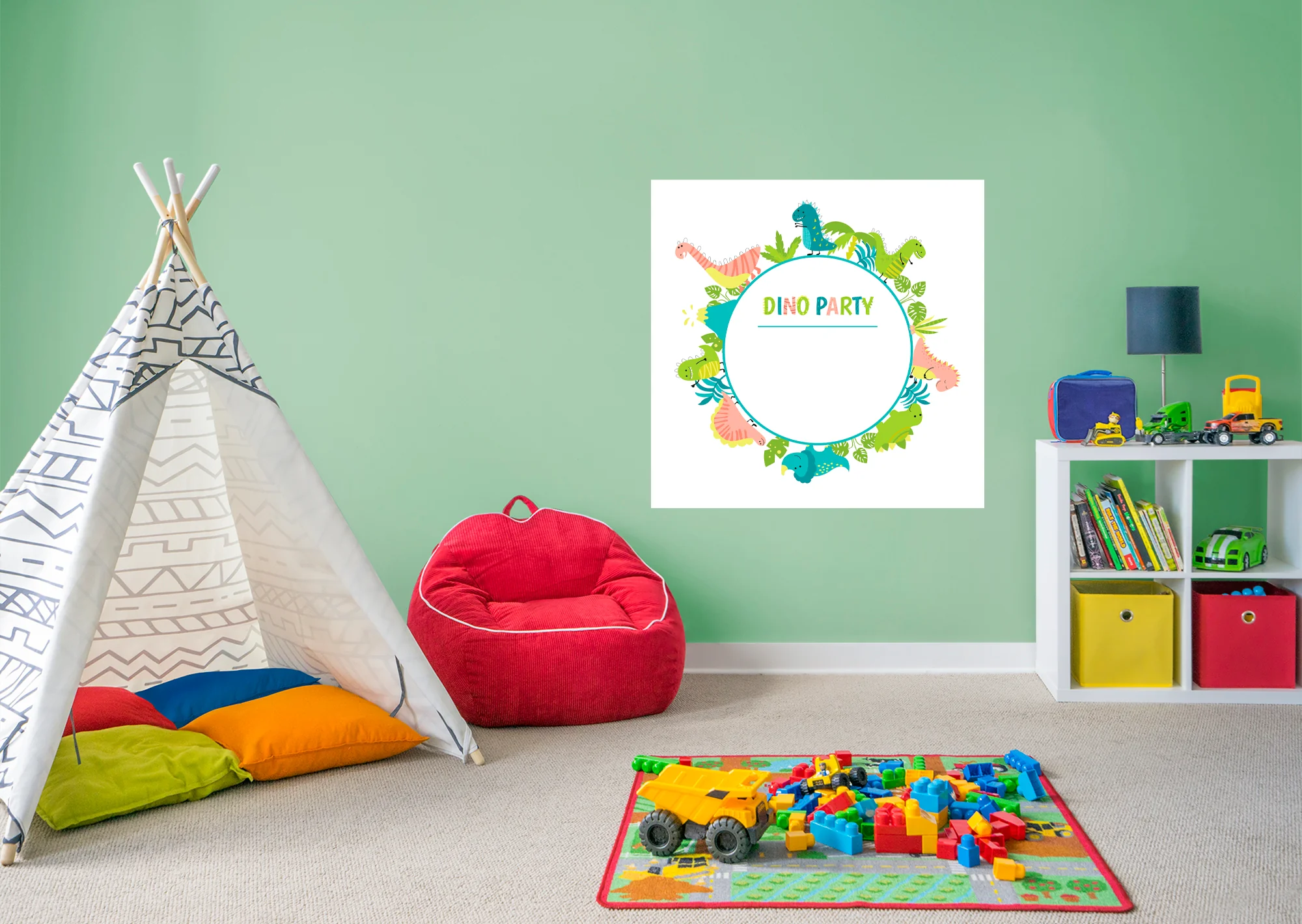 Dino Green Party Dry Erase Removable Wall Adhesive Decal