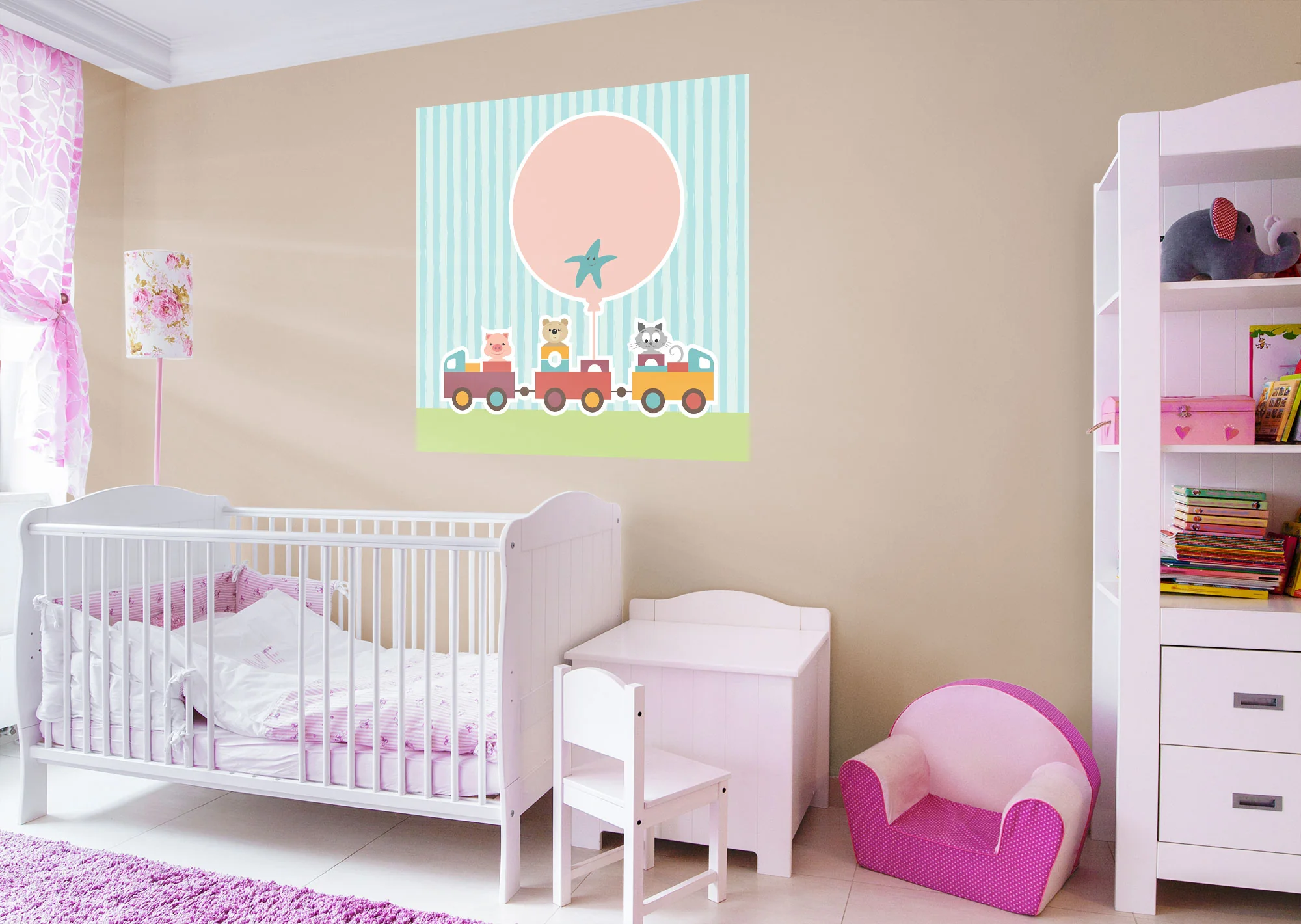 Nursery: Pink Balloon Dry Erase - Removable Wall Adhesive Decal - Image 2