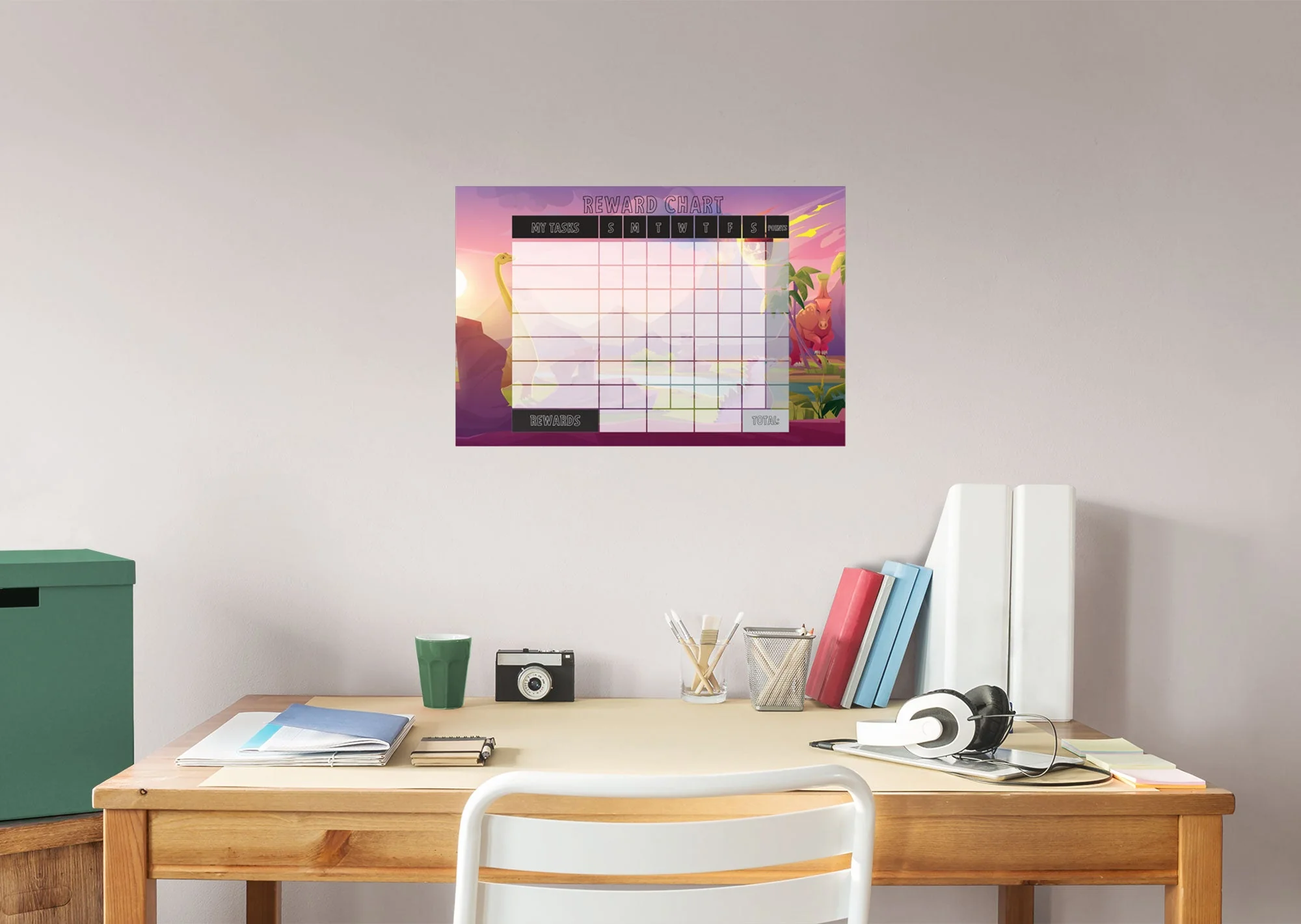 Dinosaurs: Dinosaurs Reward Chart Version 1 Dry Erase - Removable Wall Adhesive Decal - Image 2