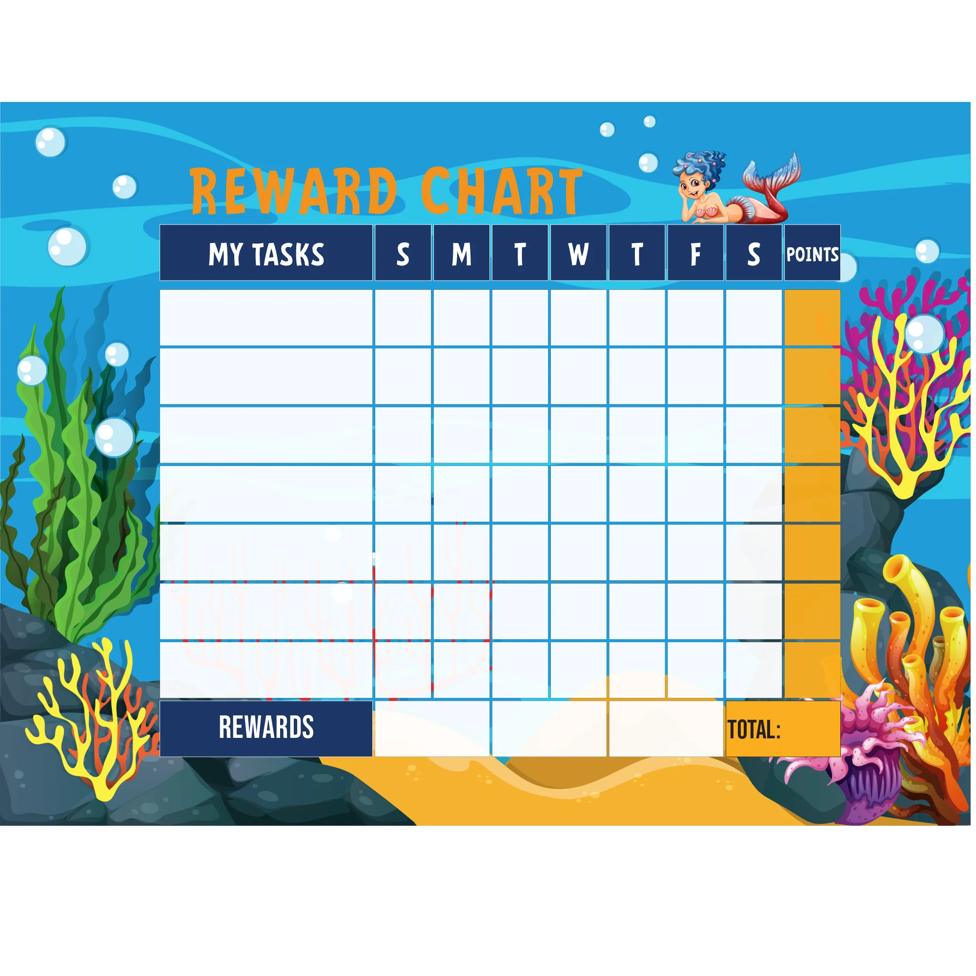 Magical Creatures: Mermaid Underwater Dry Erase - Removable Wall Adhesive Decal
