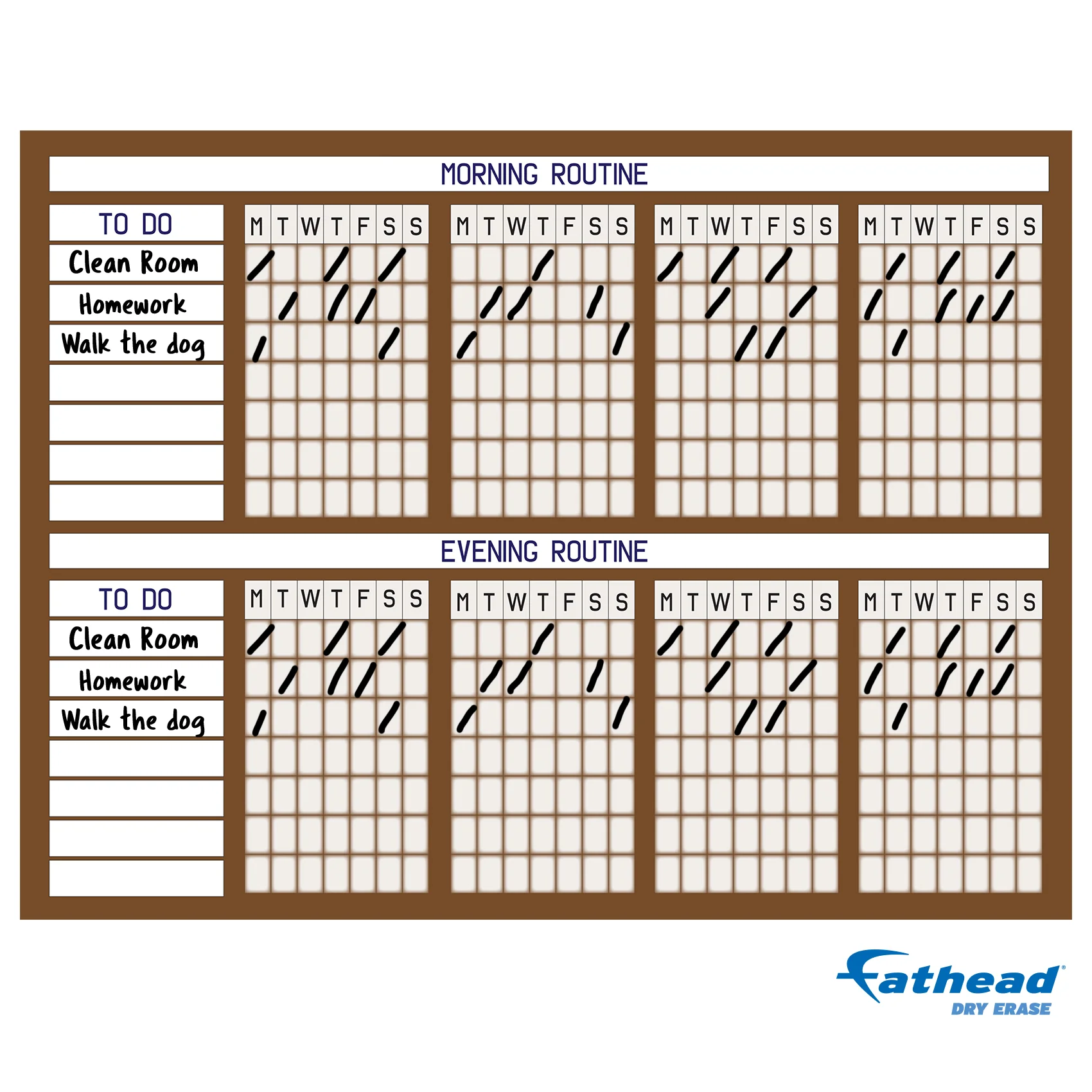 Chart: Brown Routine Chart Dry Erase - Removable Adhesive Decal - Image 2