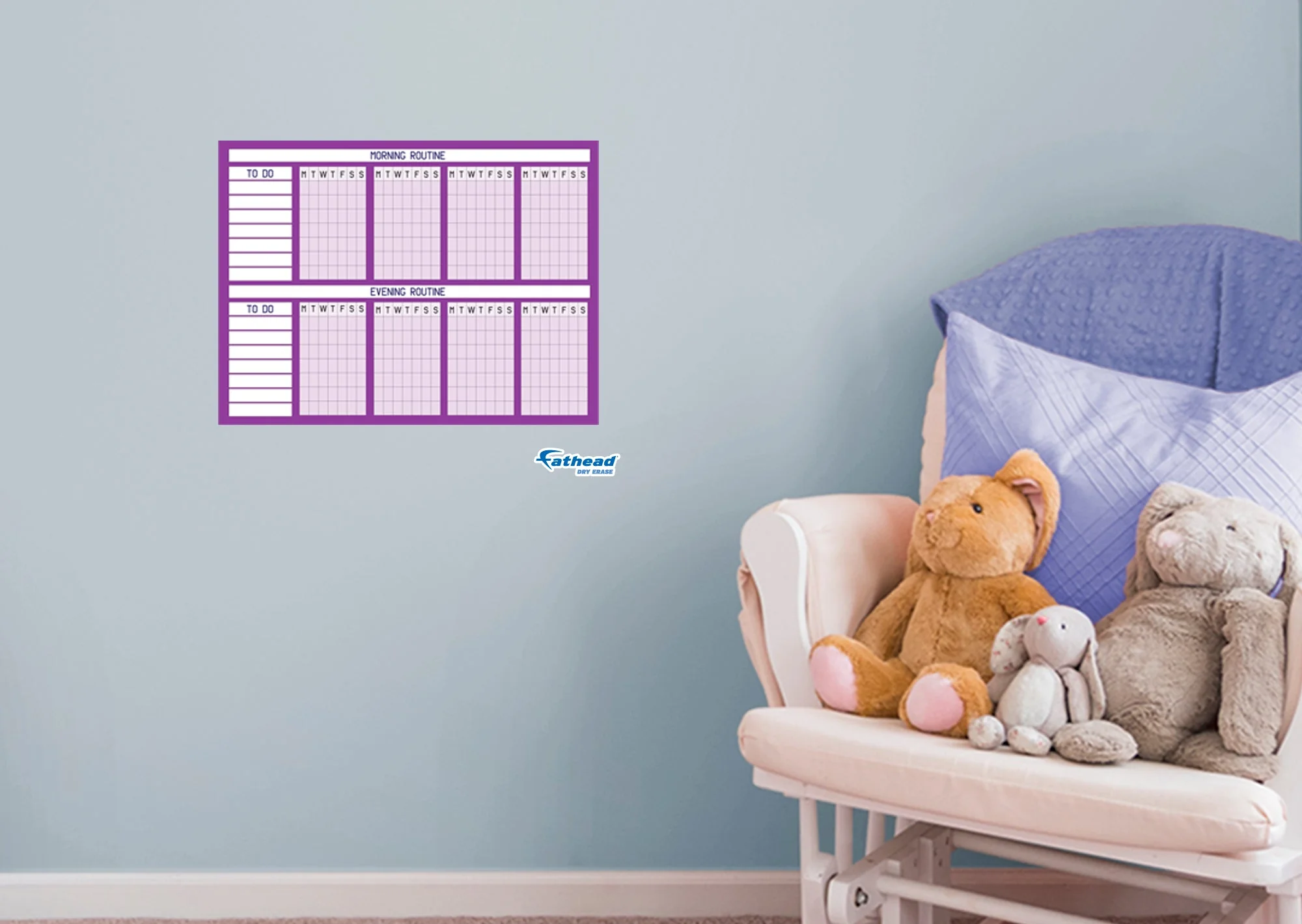 Chart:  Purple Routine Chart Dry Erase        -   Removable     Adhesive Decal - Image 4