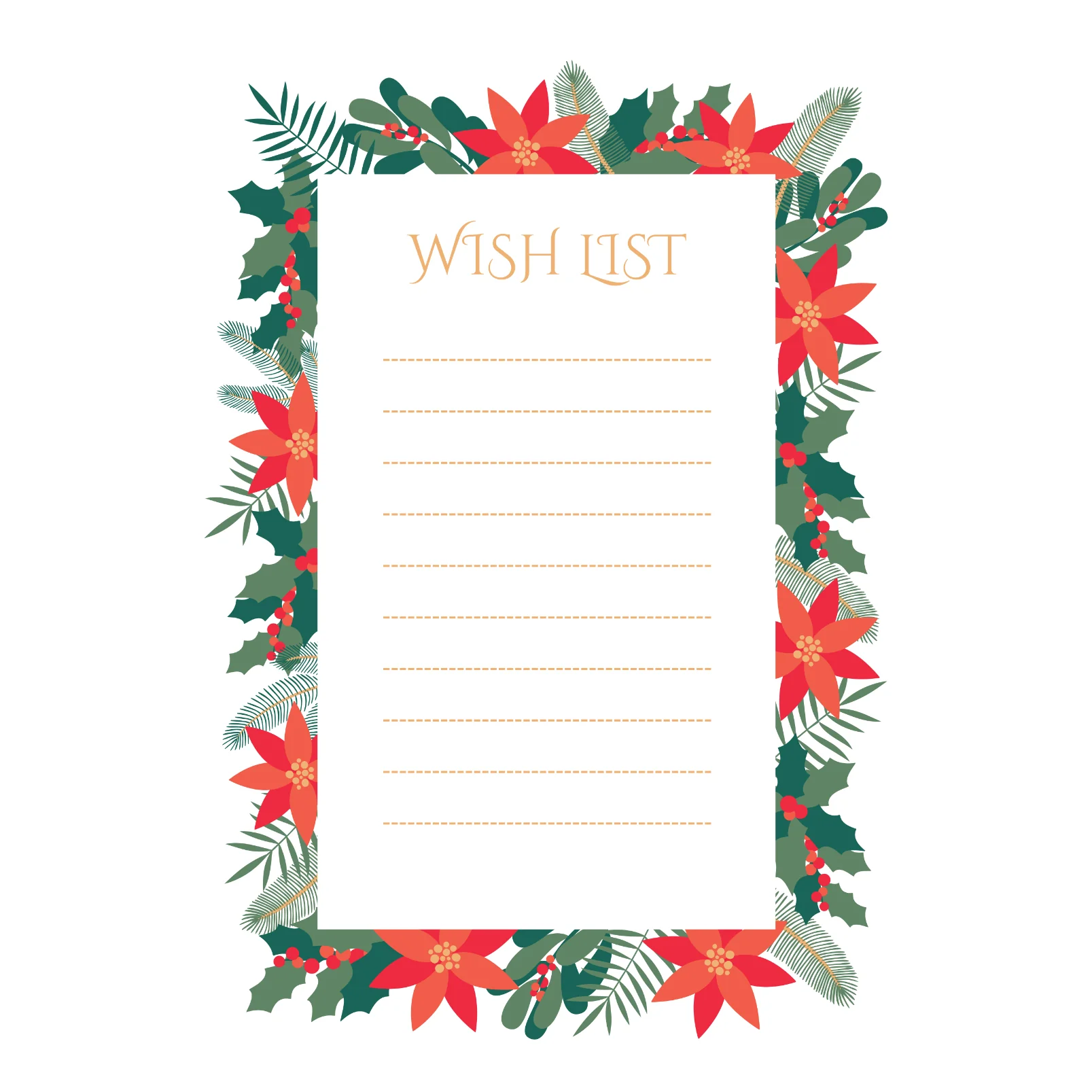Christmas: Christmas List Dry Erase - Removable Adhesive Decal