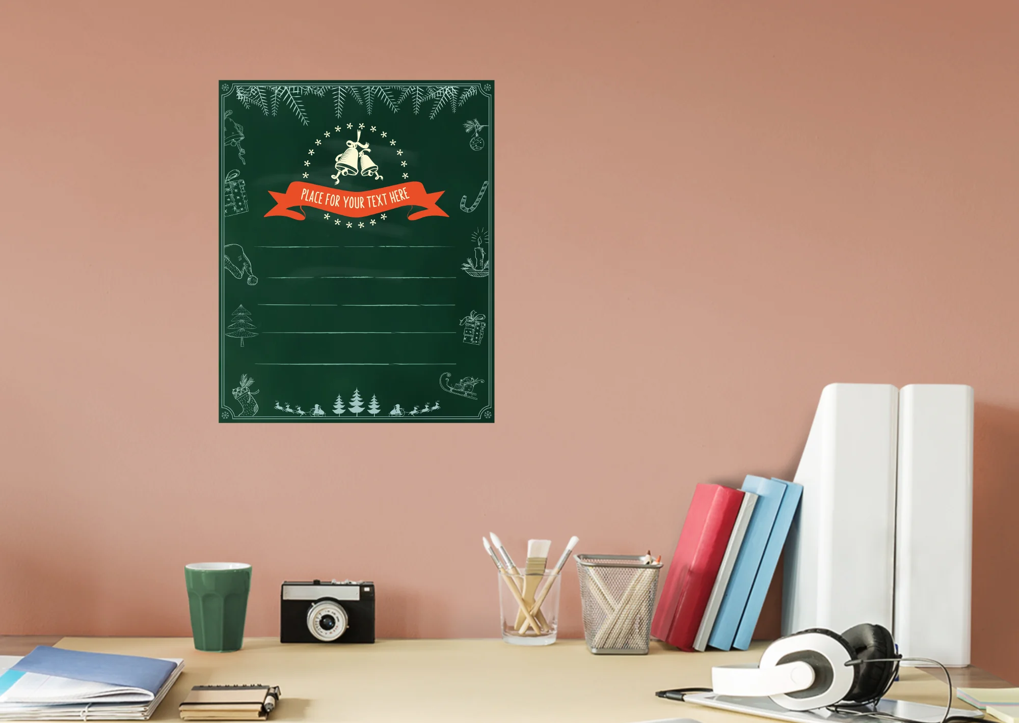 Christmas:  Green Paper Dry Erase        -   Removable     Adhesive Decal - Image 4