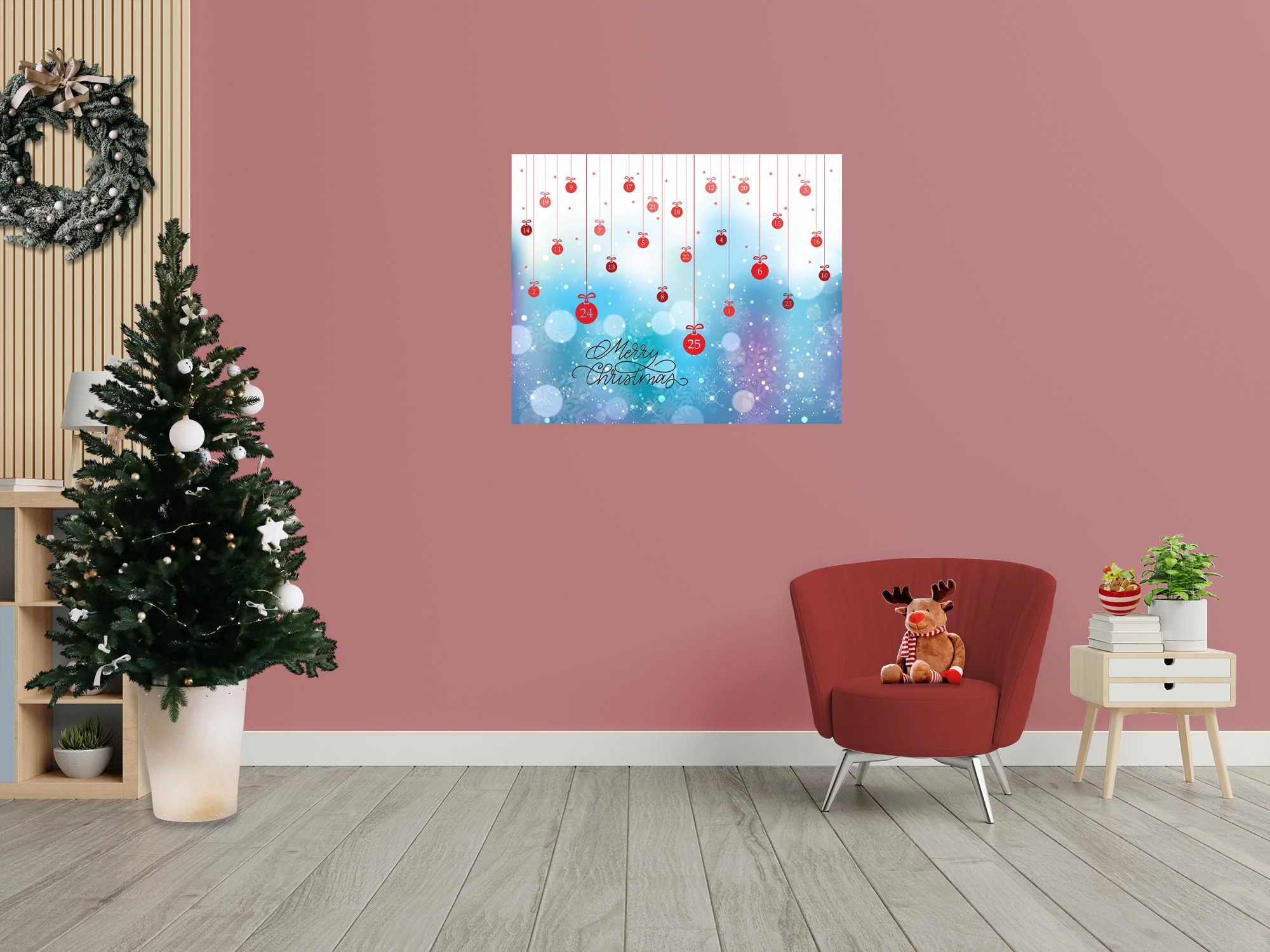 Christmas: Baubles Calendar Dry Erase - Removable Adhesive Decal - Image 8