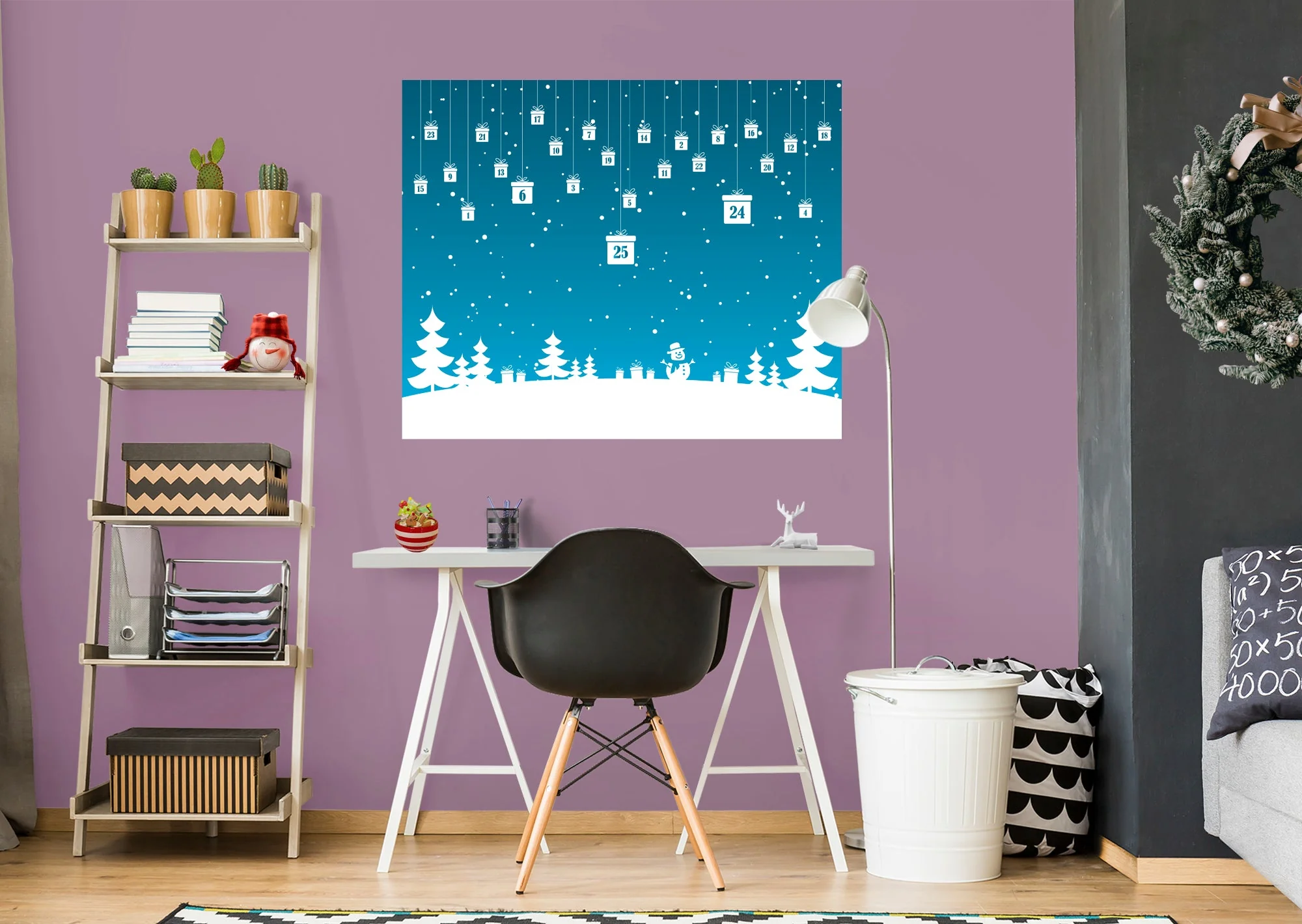 Christmas:  Blue Holiday Calendar Dry Erase        -   Removable     Adhesive Decal - Image 7