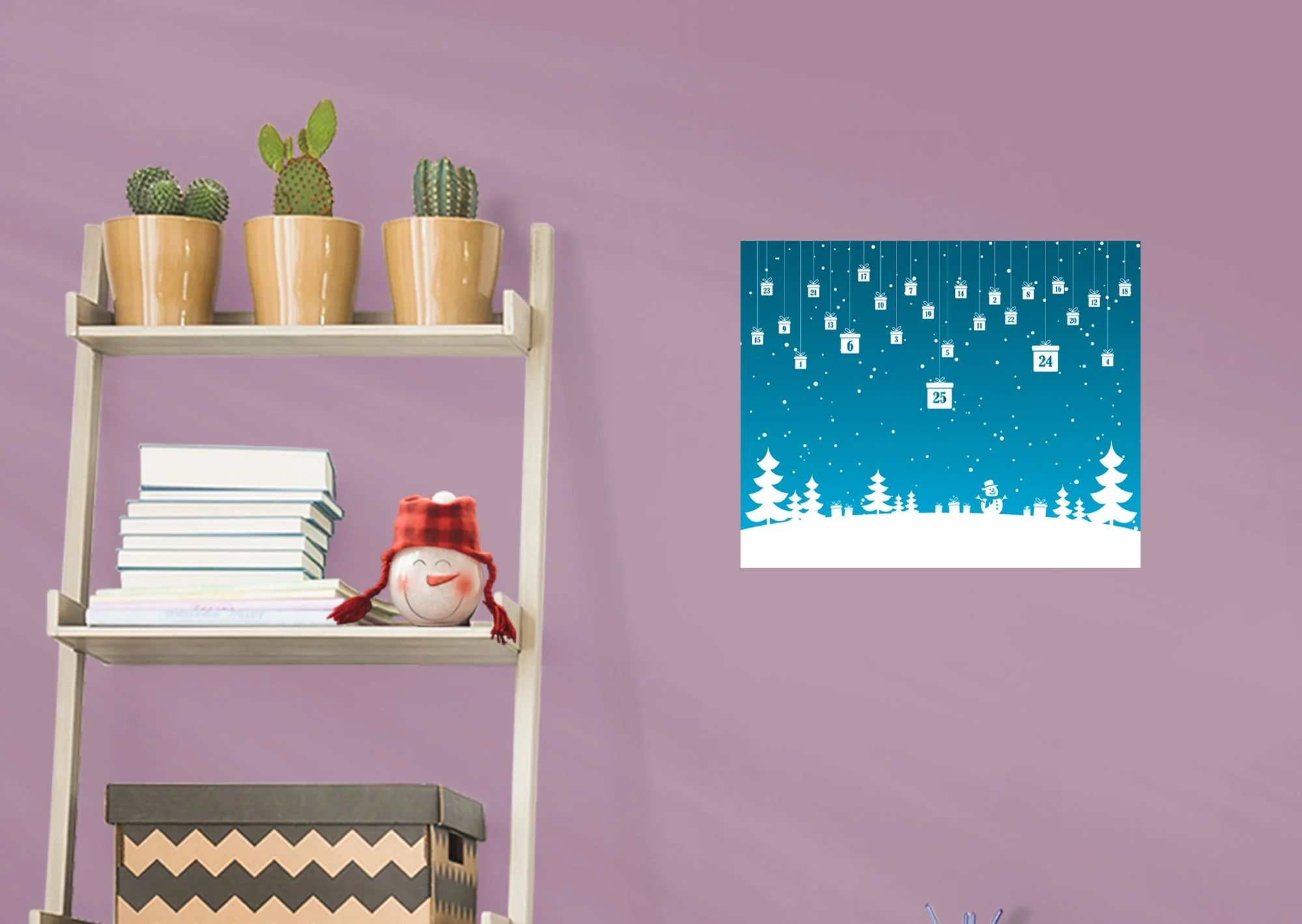 Christmas:  Blue Holiday Calendar Dry Erase        -   Removable     Adhesive Decal - Image 9