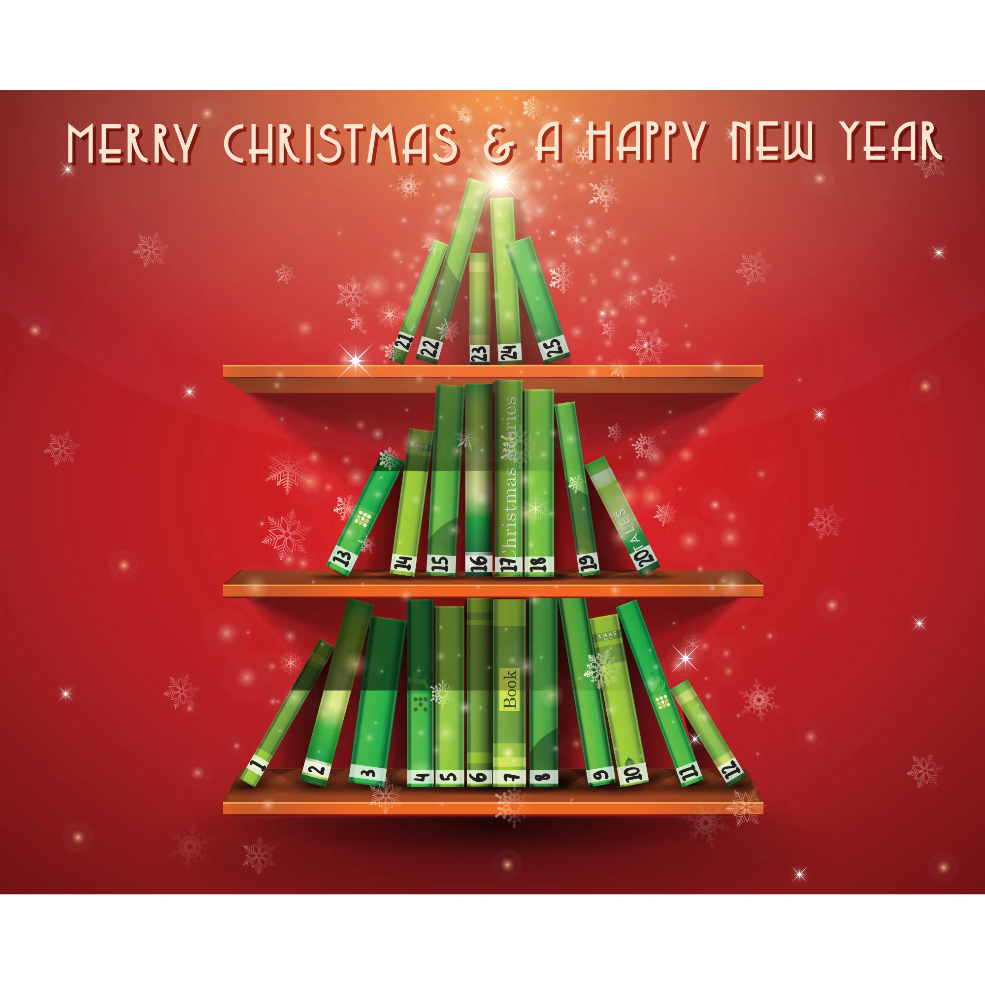 Christmas: Books on a Shelf Calendar Dry Erase - Removable Adhesive Decal
