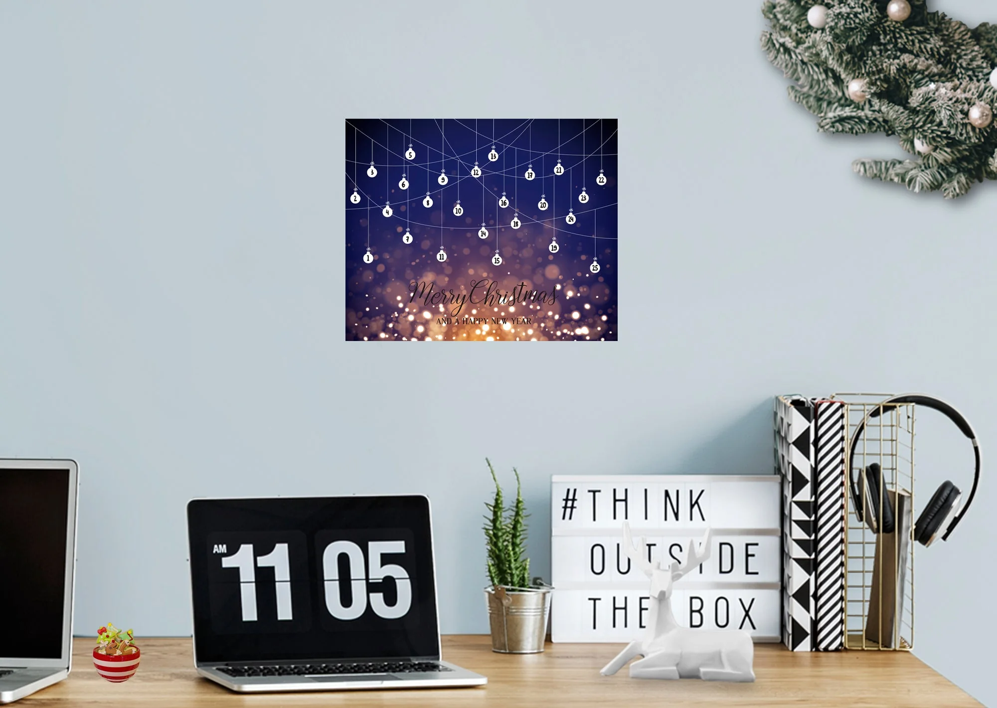 Christmas: Bulbs Calendar Dry Erase - Removable Adhesive Decal - Image 9