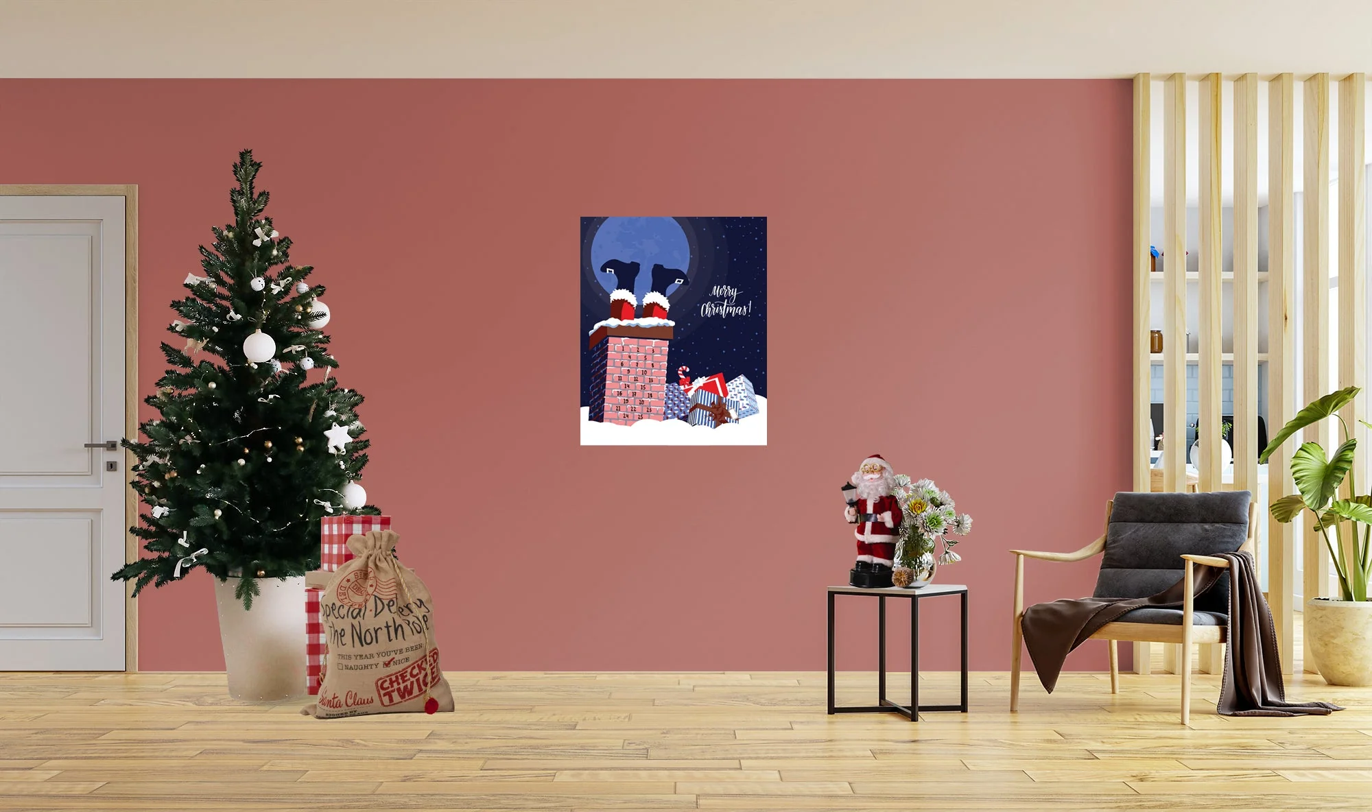 Christmas: Chimney Calendar Dry Erase - Removable Adhesive Decal - Image 5