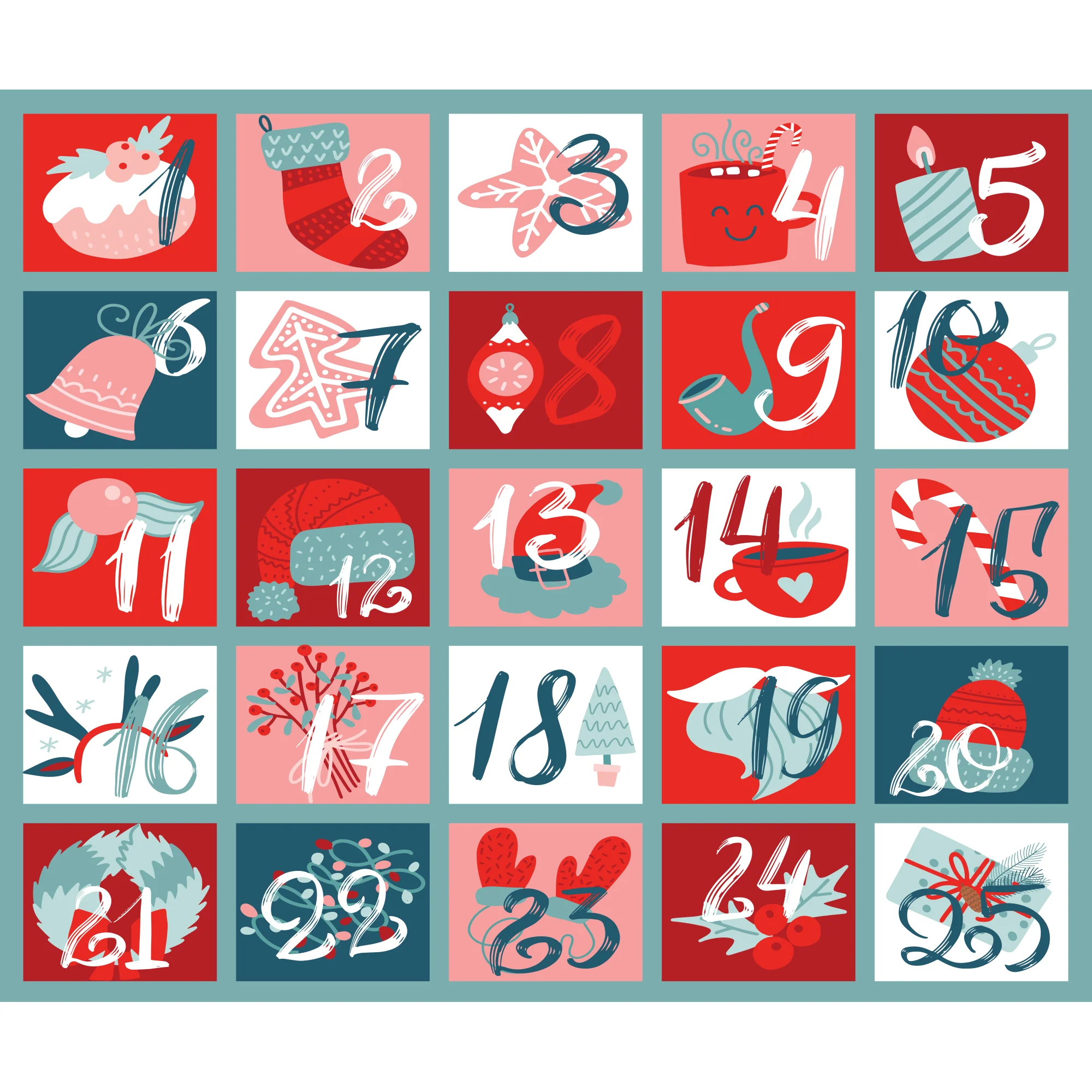 Christmas: Countdown Calendar Dry Erase - Removable Adhesive Decal