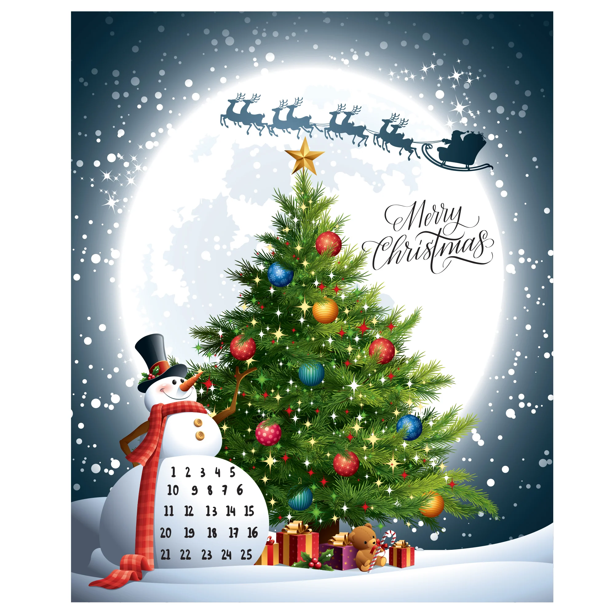 Christmas: Counting with Snowman Calendar Dry Erase - Removable Adhesive Decal - Image 3