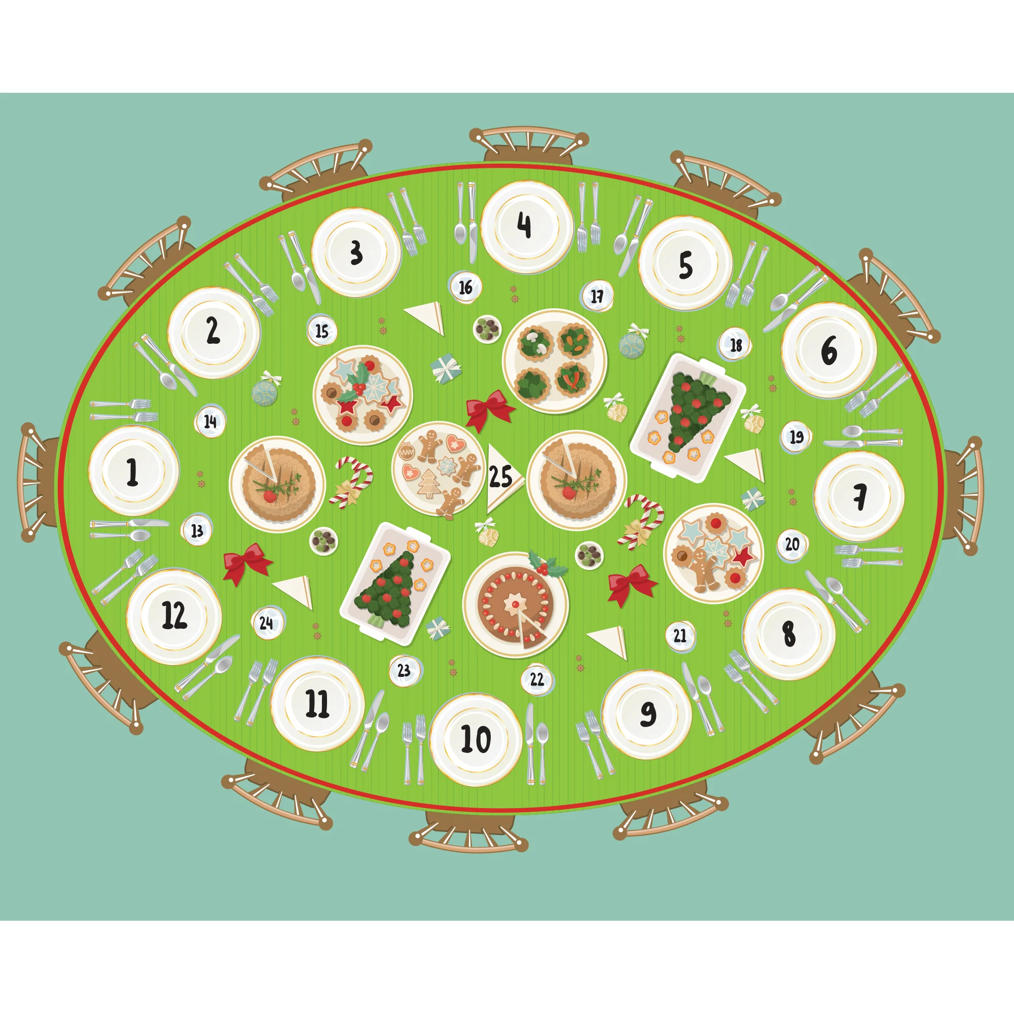 Christmas: Dining Table Calendar Dry Erase - Removable Adhesive Decal - Image 2