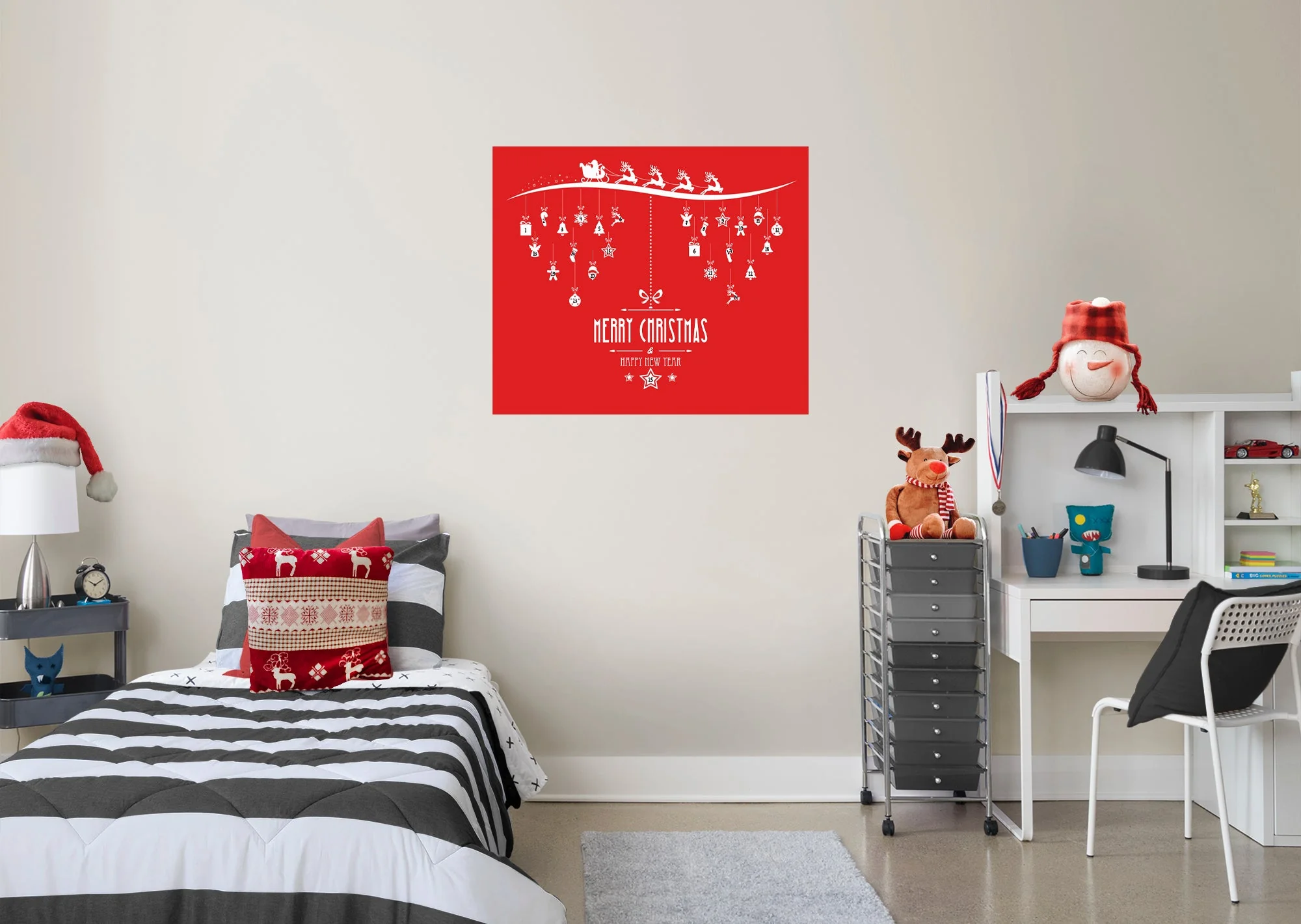 Christmas: Red Holiday Calendar Dry Erase - Removable Adhesive Decal - Image 8