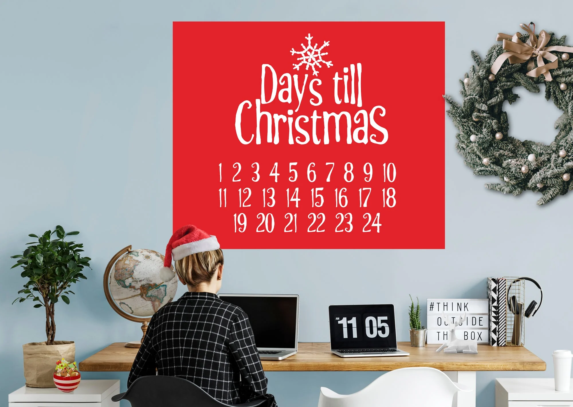 Christmas:  Remaining Days Calendar Dry Erase        -   Removable     Adhesive Decal - Image 7