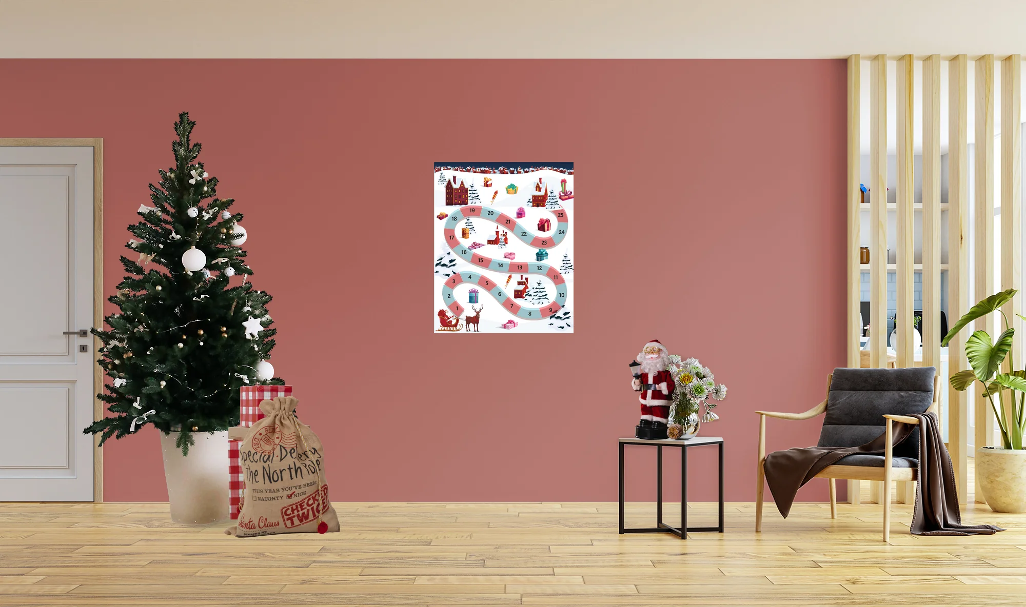 Christmas:  Santa is Leaving Calendar Dry Erase        -   Removable     Adhesive Decal - Image 5
