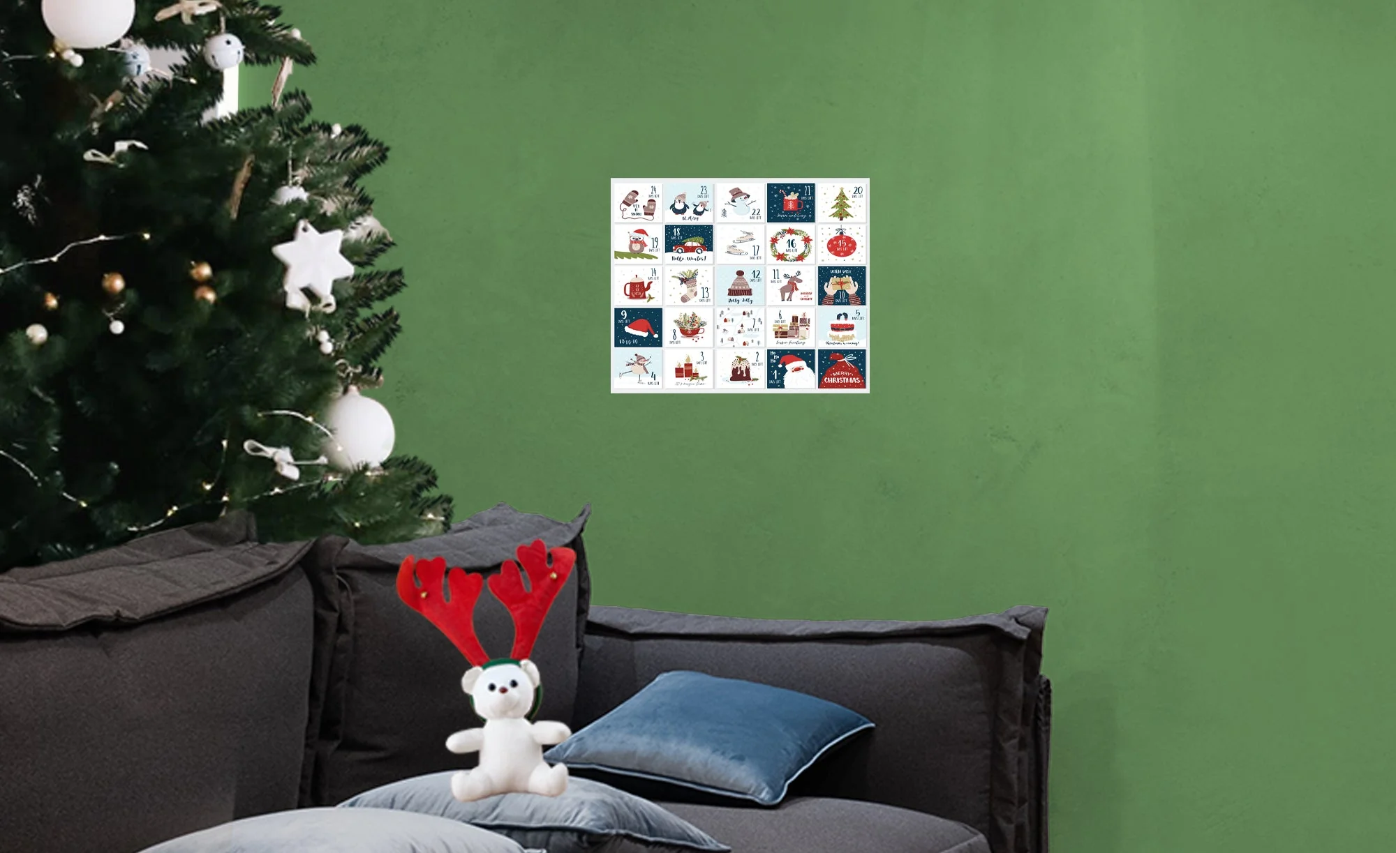 Christmas: Two Penguins Calendar Dry Erase        -   Removable     Adhesive Decal - Image 9