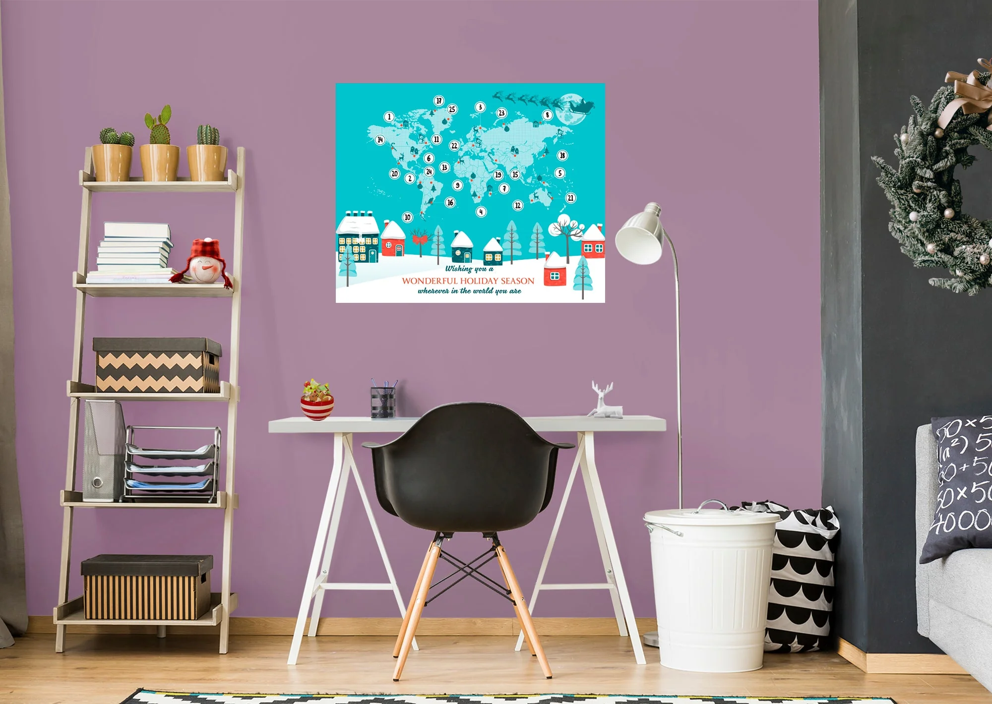 Christmas: Whole World Calendar Dry Erase - Removable Adhesive Decal - Image 8