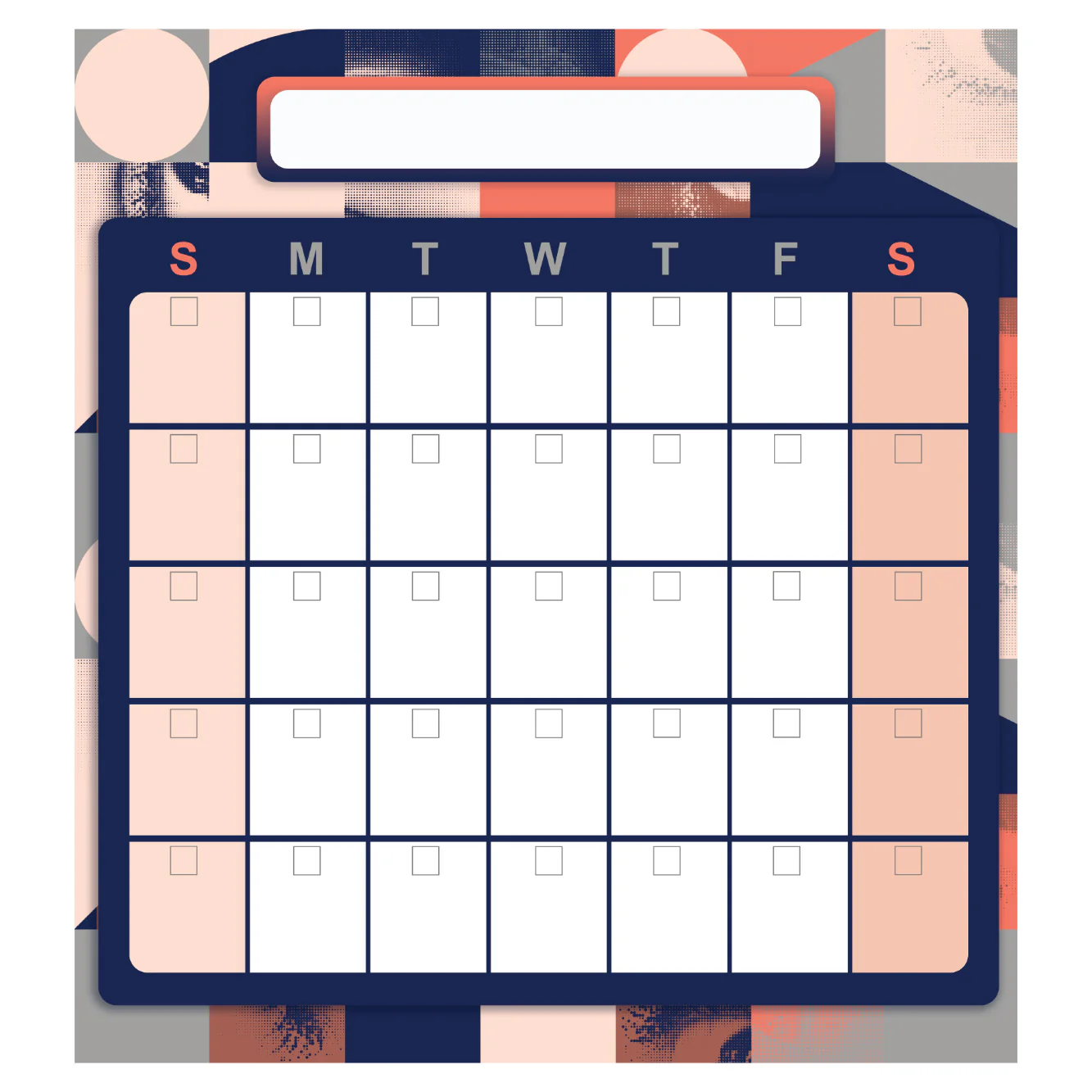 Calendars: Color Block One Month Calendar Dry Erase - Removable Adhesive Decal - Image 2