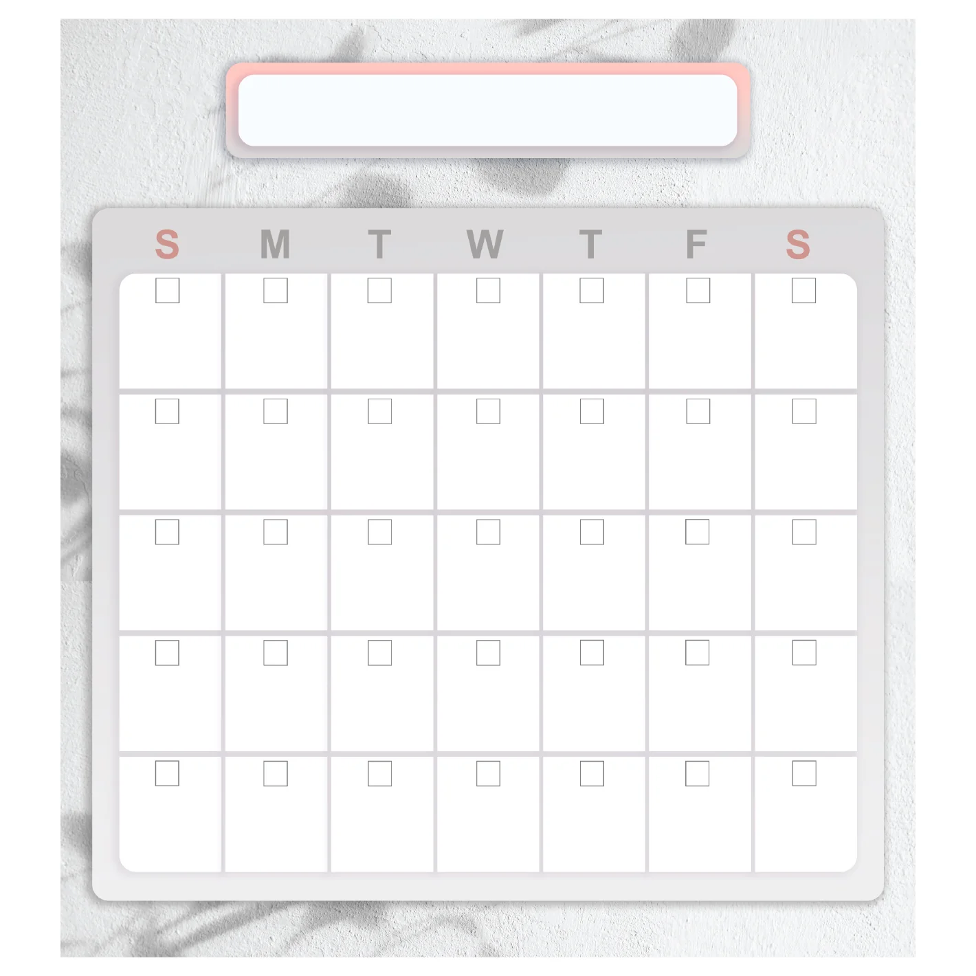 Calendars: Grey Shadows One Month Calendar Dry Erase - Removable Adhesive Decal - Image 2