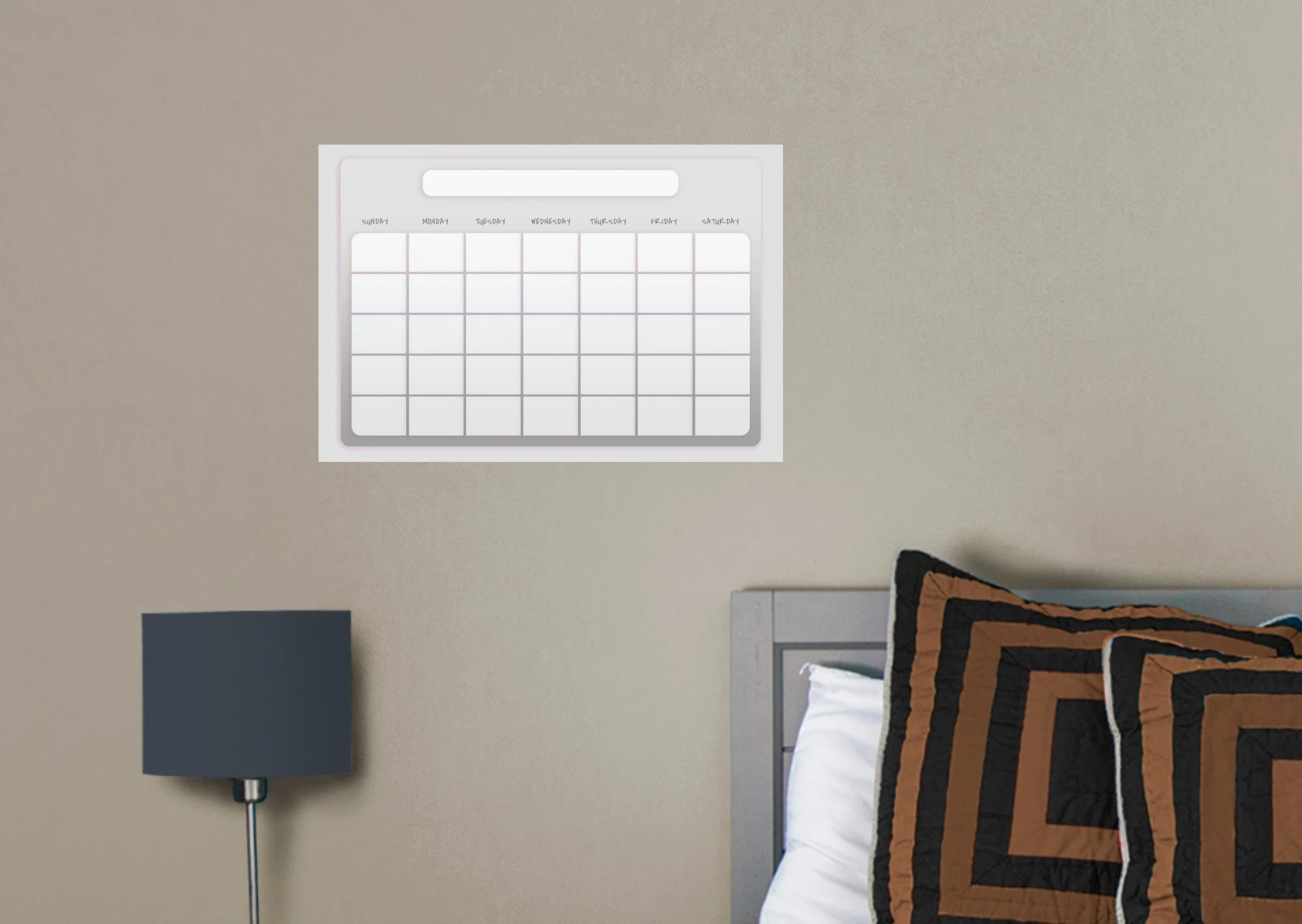 Calendars: Grey One Month Calendar Dry Erase - Removable Adhesive Decal - Image 6