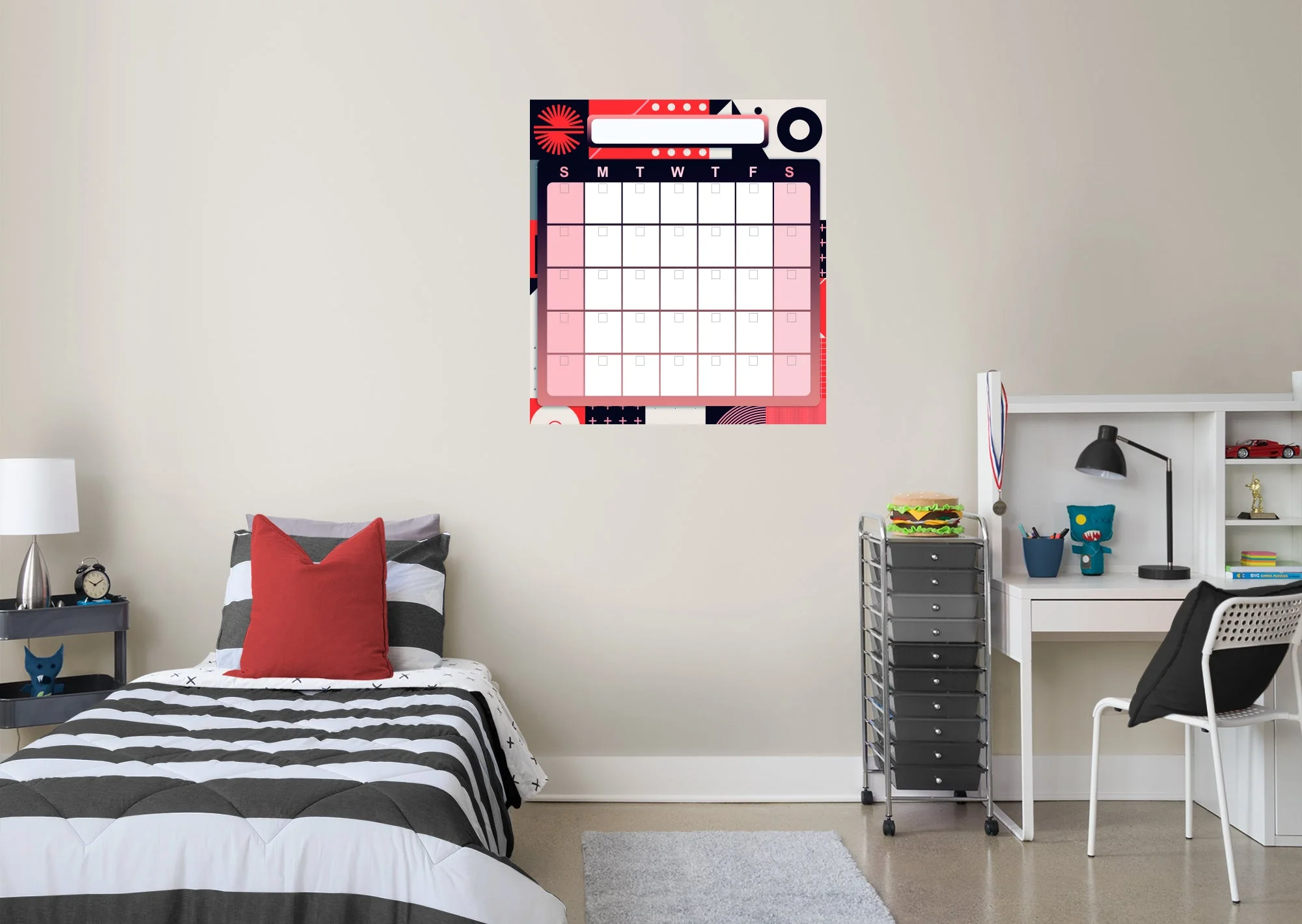 Calendars: Macro Geometric One Month Calendar Dry Erase - Removable Adhesive Decal - Image 4