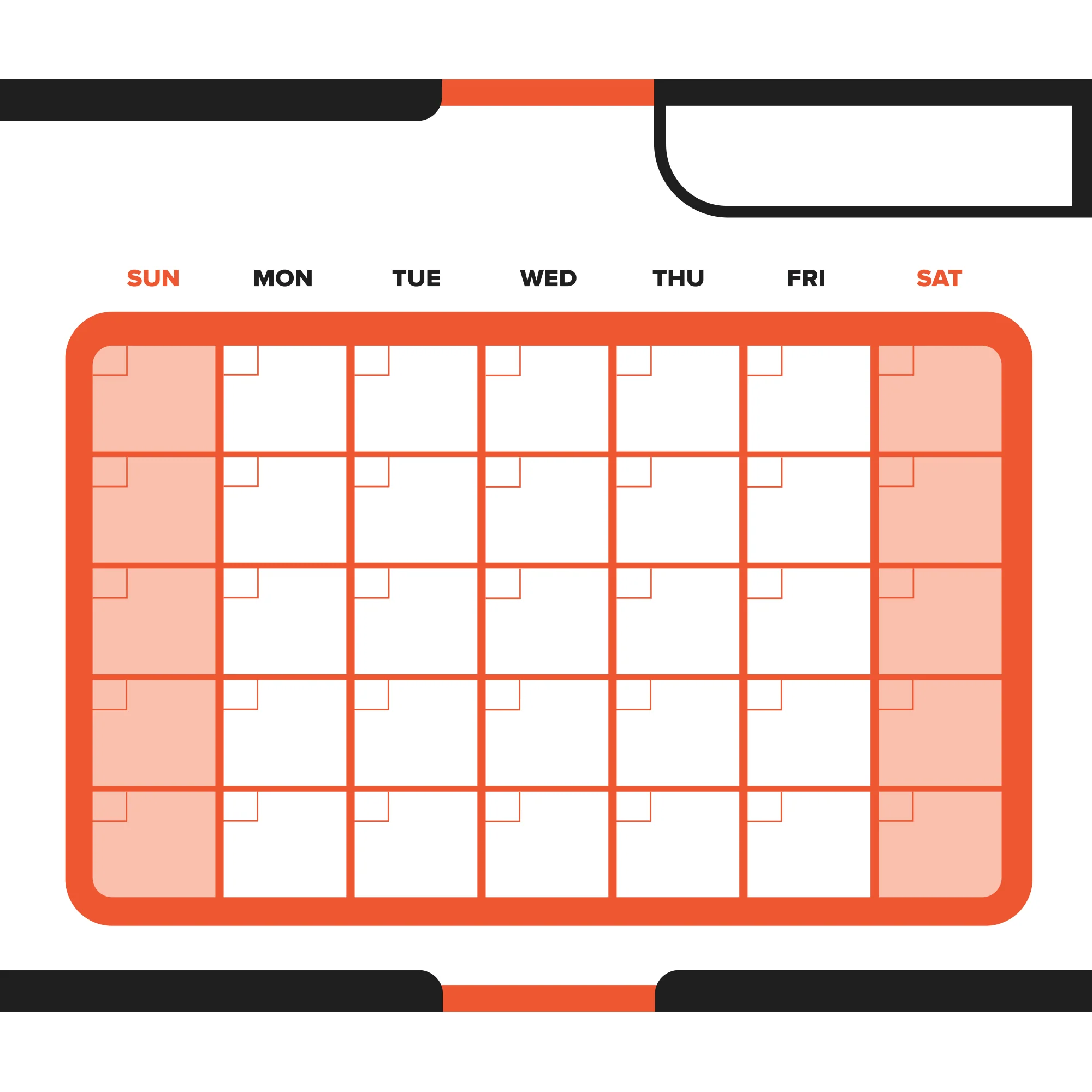Calendars: Black and Red Modern One Month Calendar Dry Erase - Removable Adhesive Decal - Image 2