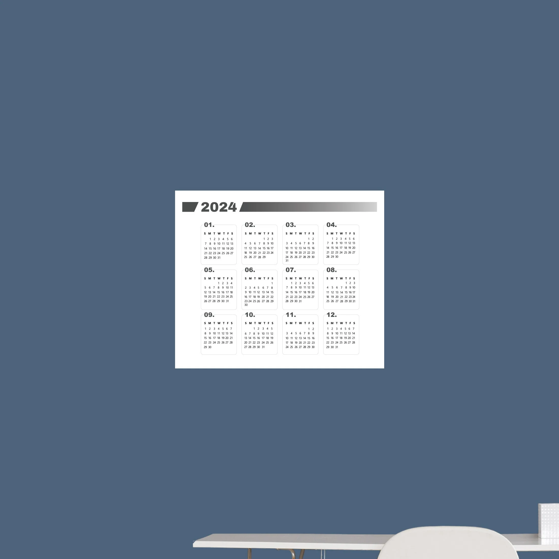 2024 Calendar: Gray Dry Erase - Removable Adhesive Decal - Image 5